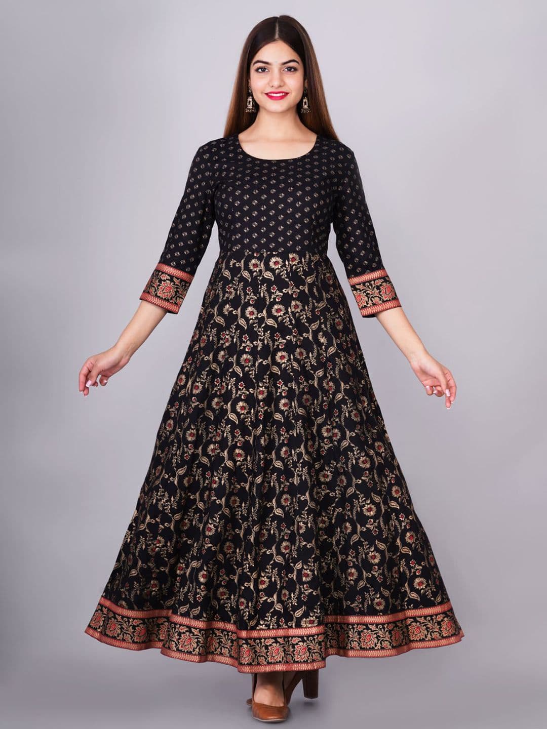 MYAZA Floral Printed Round Neck Anarkali Kurta - view 1