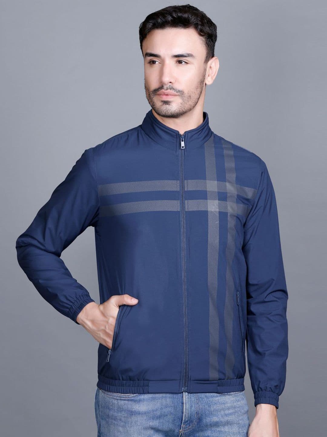 Rare Times Men Striped Lightweight Bomber Jacket - view 1
