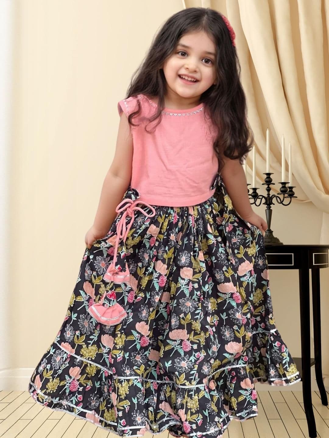 Mamma's Bear Girls Printed Ready to Wear Lehenga & Blouse - view 1