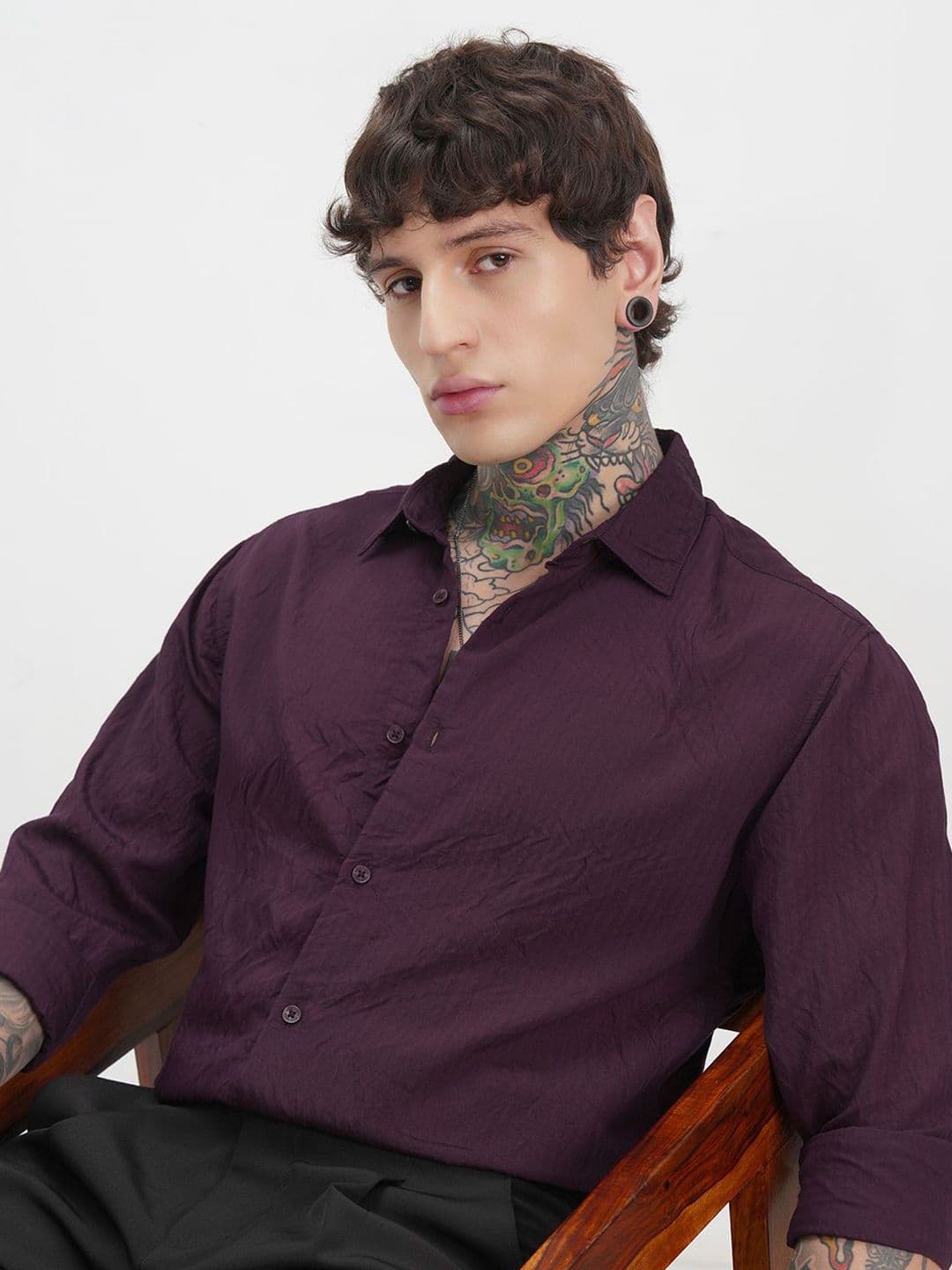 HIGHLANDER Vertical Striped Spread Collar Slim Fit Shirt - view 1