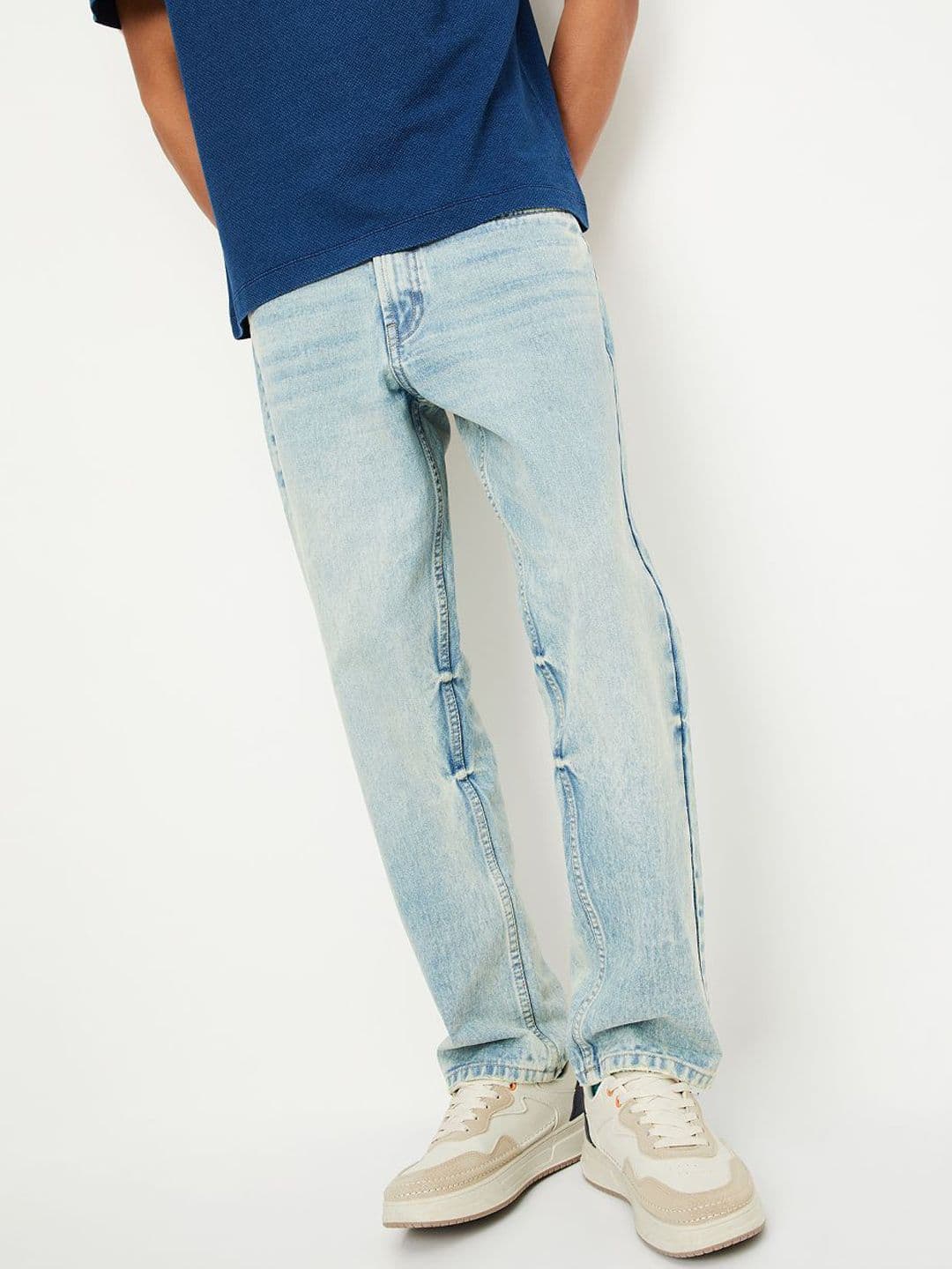 max Men Cotton Regular Fit Mid-Rise Clean Look Light Fade Jeans - view 1