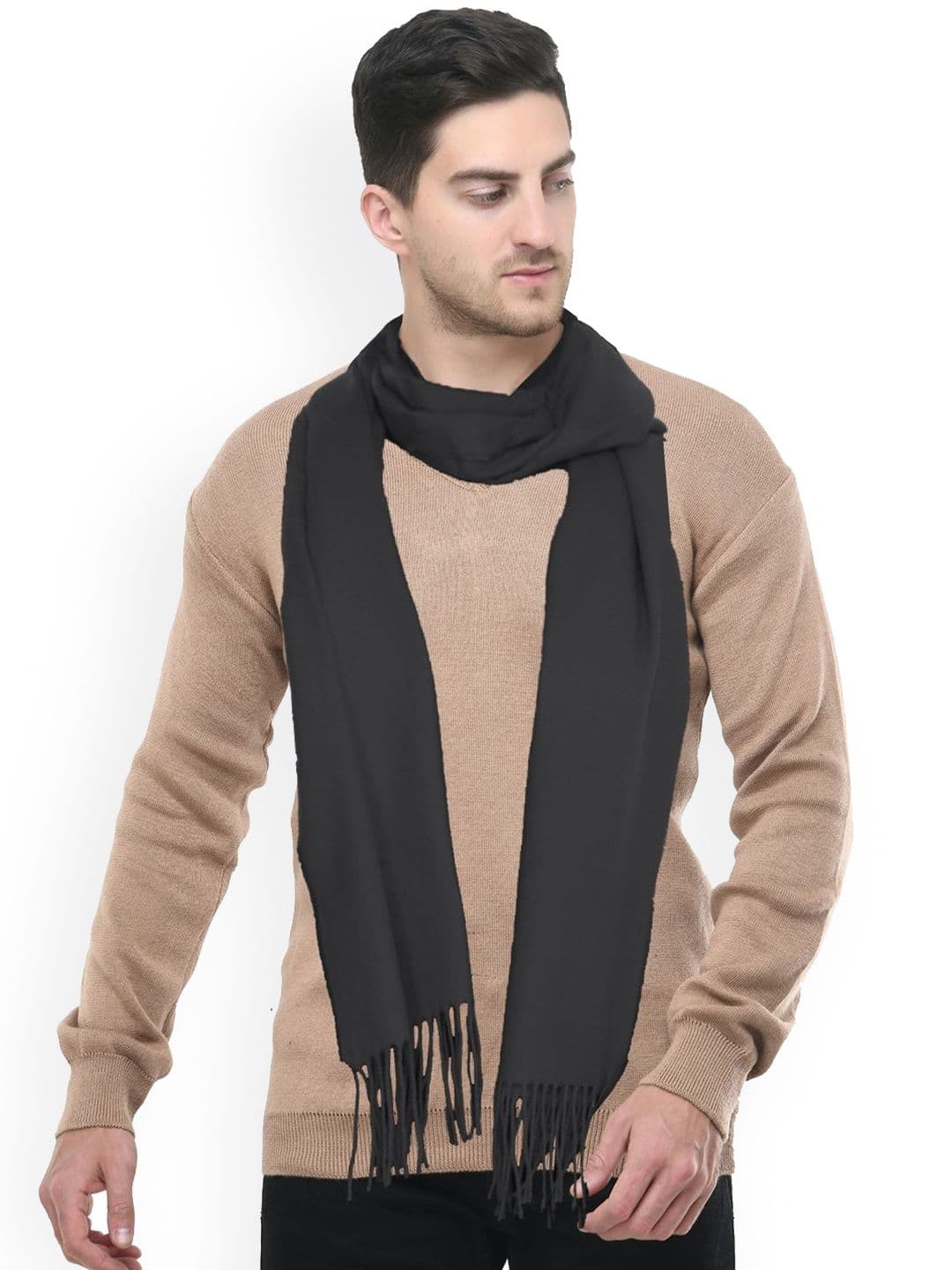 Manra Men Solid Fringed Border Acrylic Mufflers - view 1