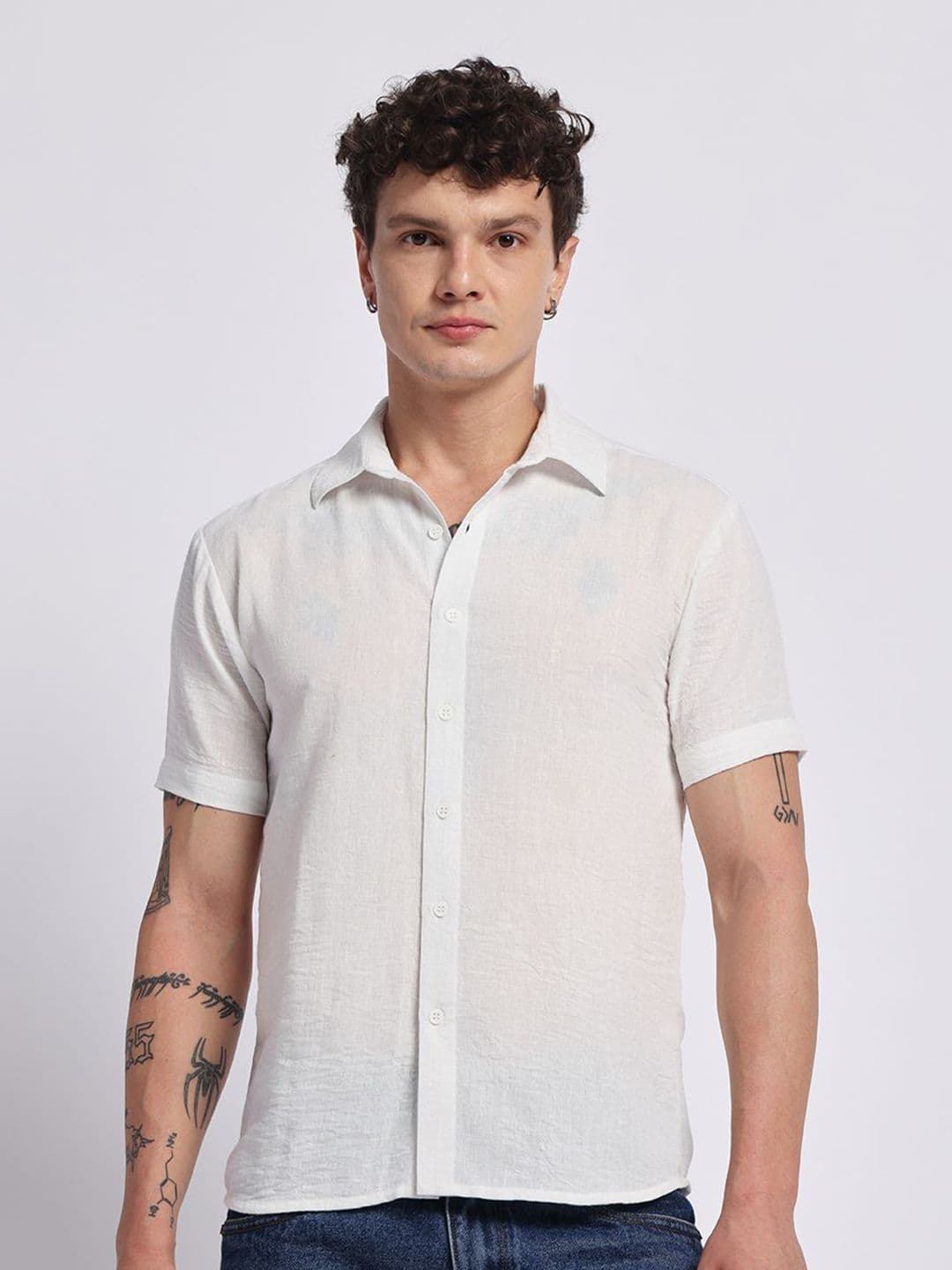 PANIT Standard Spread Collar Short Sleeves Linen Casual Shirt - view 1