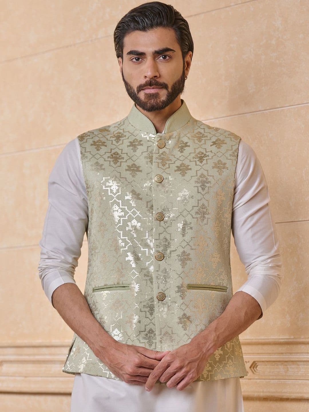 Tasva Embroidered Single Bundi Nehru Jacket - view 1