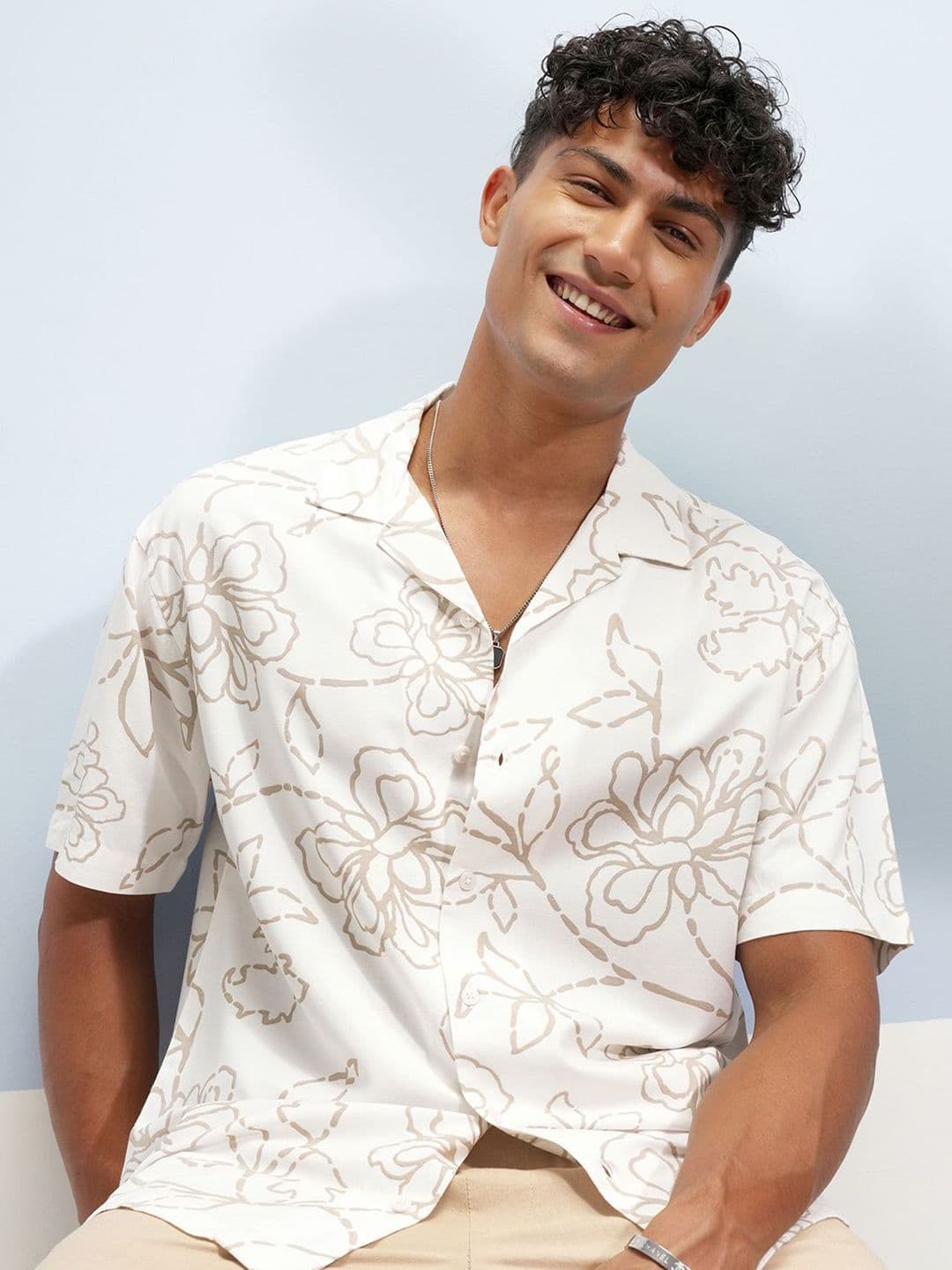 HIGHLANDER Floral Printed Spread Collar Relaxed Fit Shirt - view 1