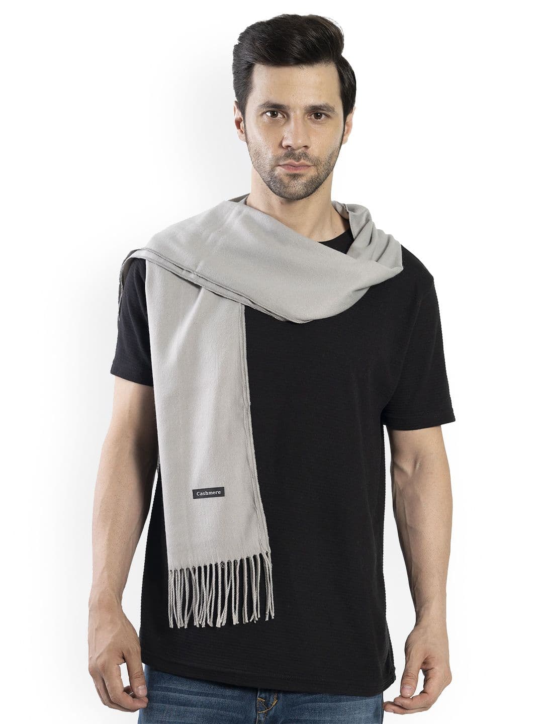 Manra Men Solid Acrylic Mufflers with Frayed Border - view 1