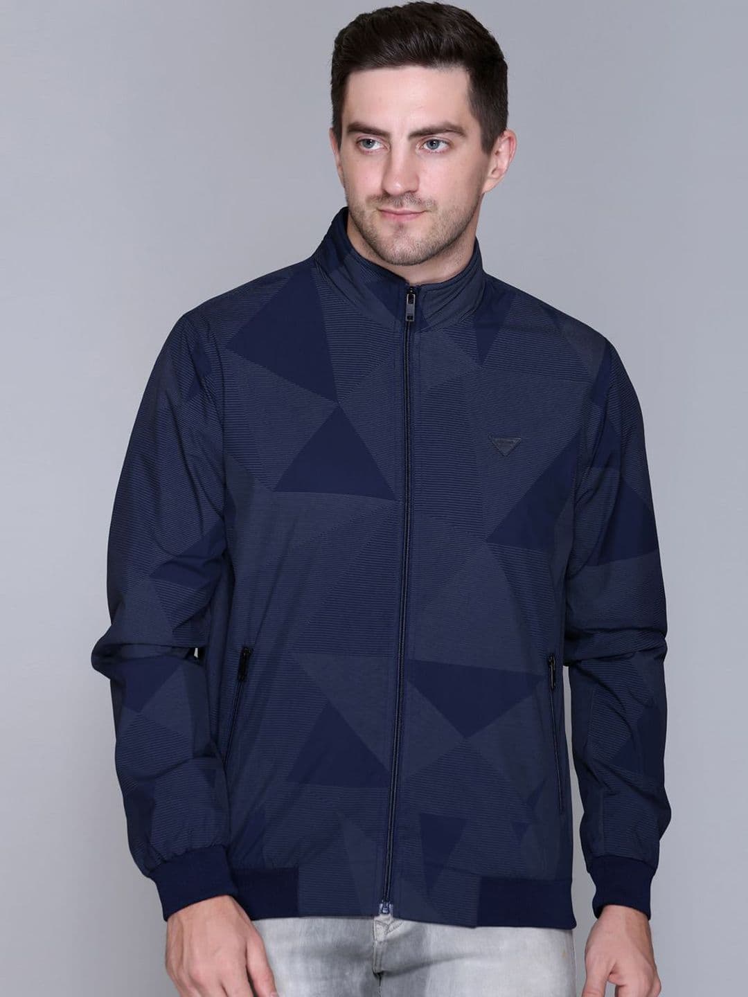 Rare Times Men Geometric Printed Lightweight Bomber Jacket - view 1