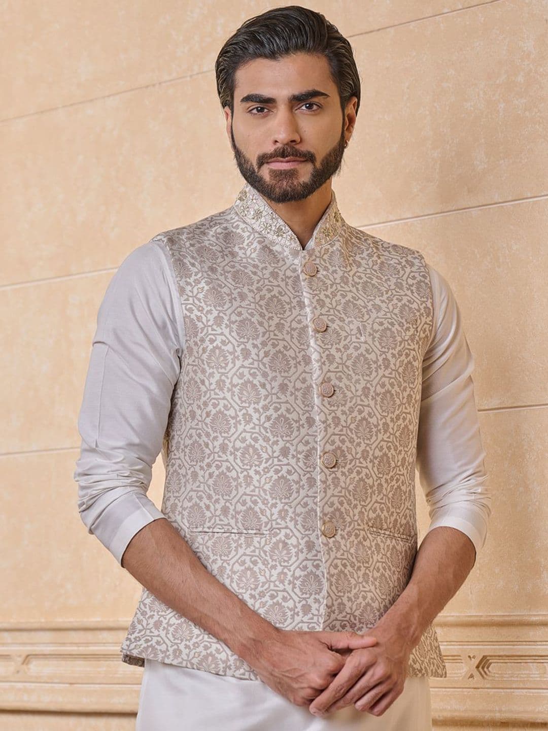 Tasva Woven Design Nehru Jackets - view 1