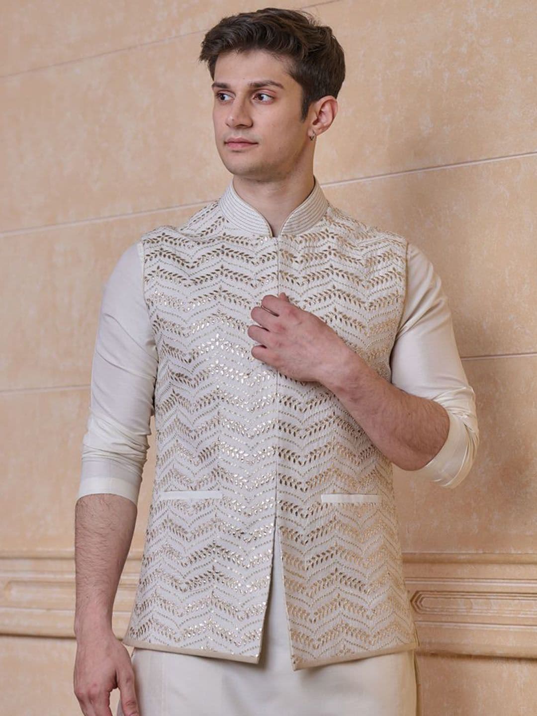 Tasva All Over Embroidered Woven Nehru Jacket - view 1
