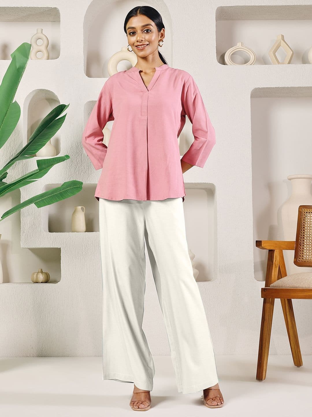 FIORRA Women Solid Straight Palazzos - view 1