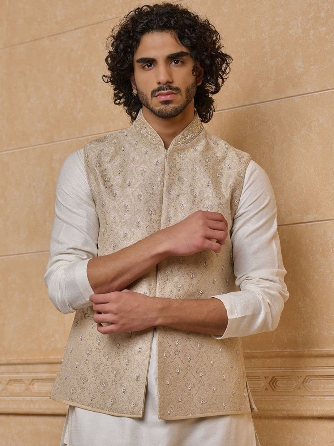 Tasva Embroidered Woven Nehru Jackets - view 1