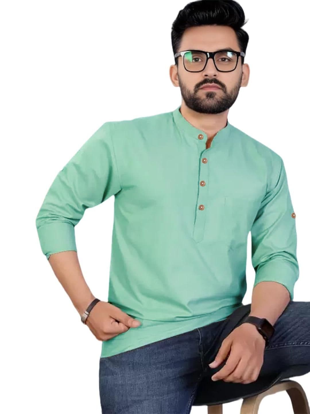 BHUVIKOO Men Lime Green Kurtas - view 1