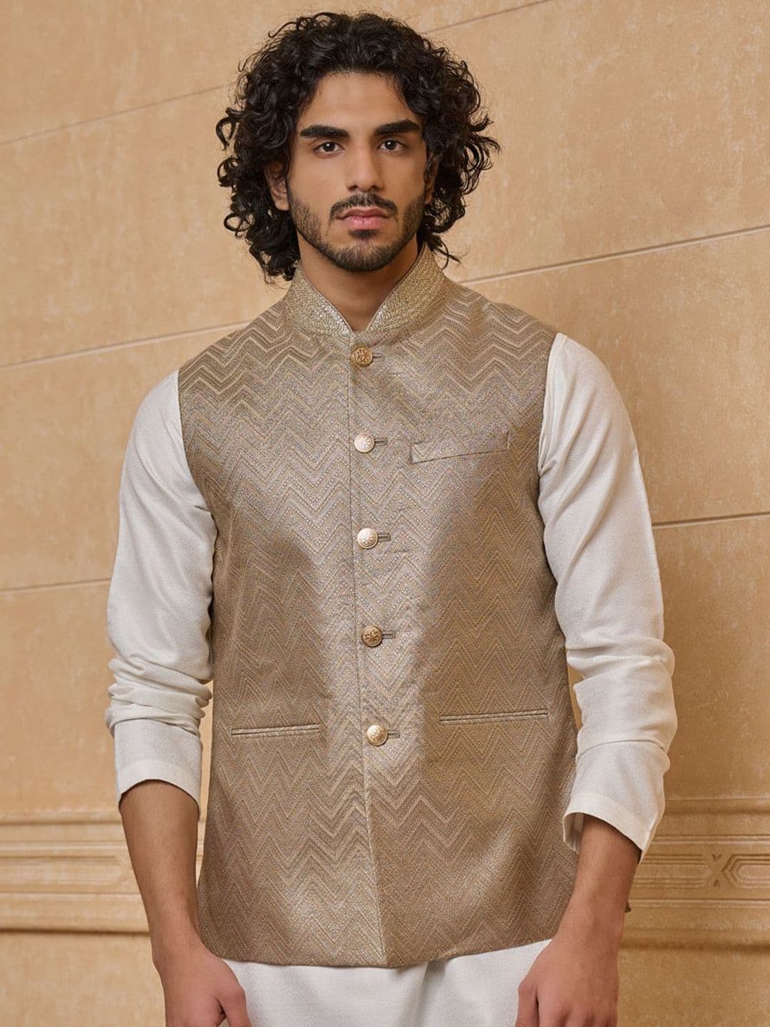 Tasva Woven Design Nehru Jackets - view 1