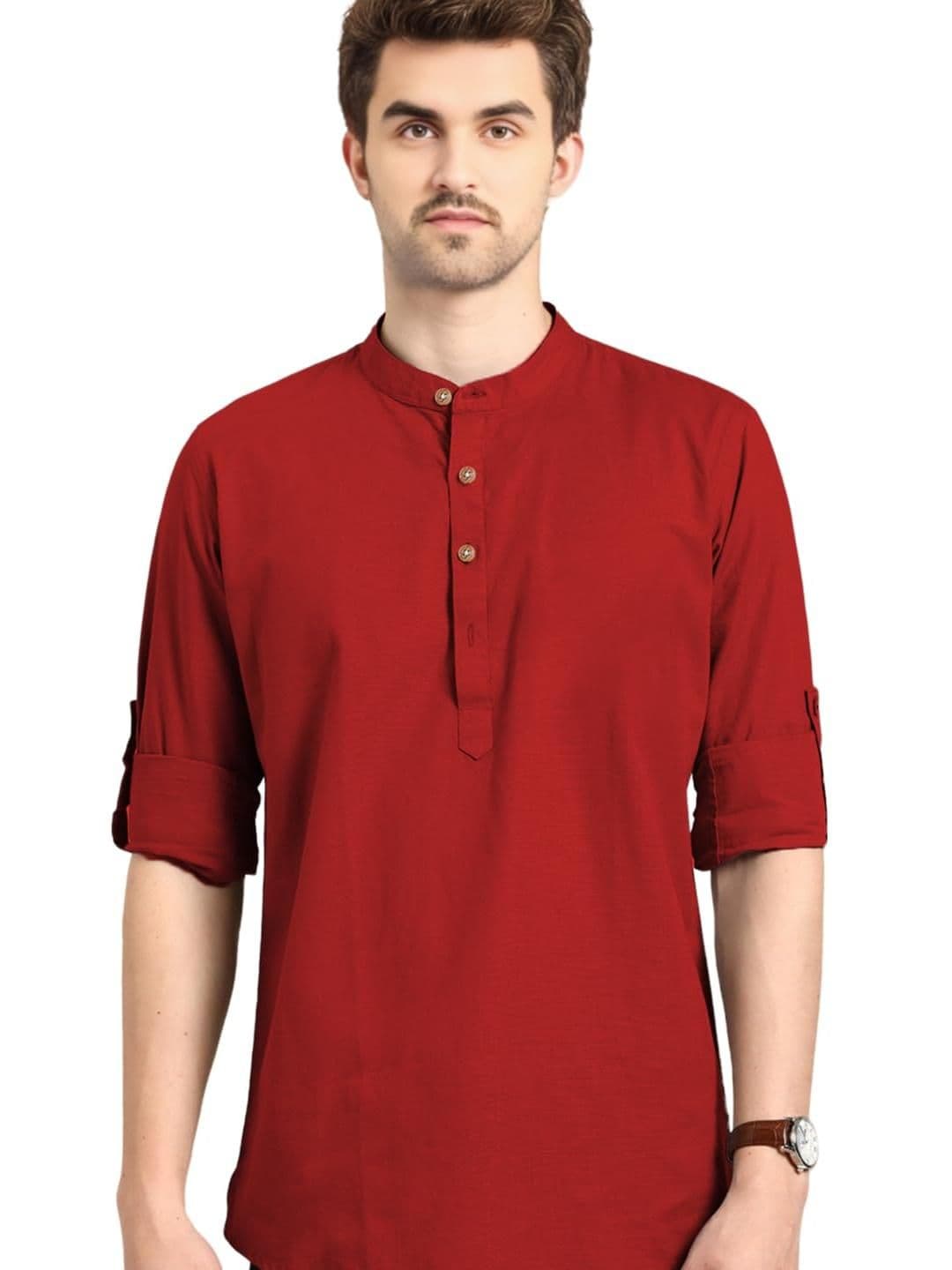 BHUVIKOO Men Red Kurtas - view 1
