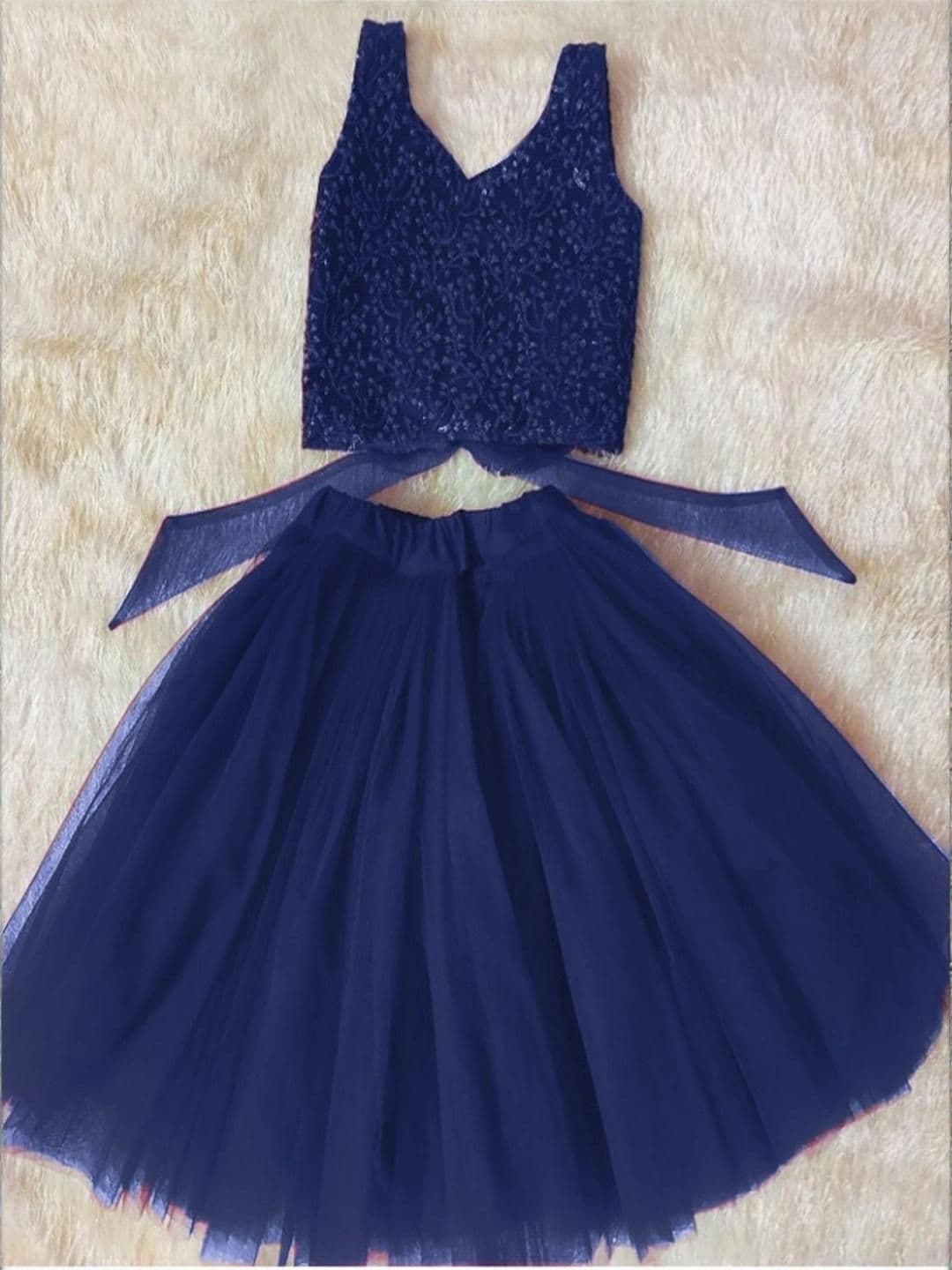 Tejam Girls Embroidered Sequinned Ready to Wear Lehenga - view 1