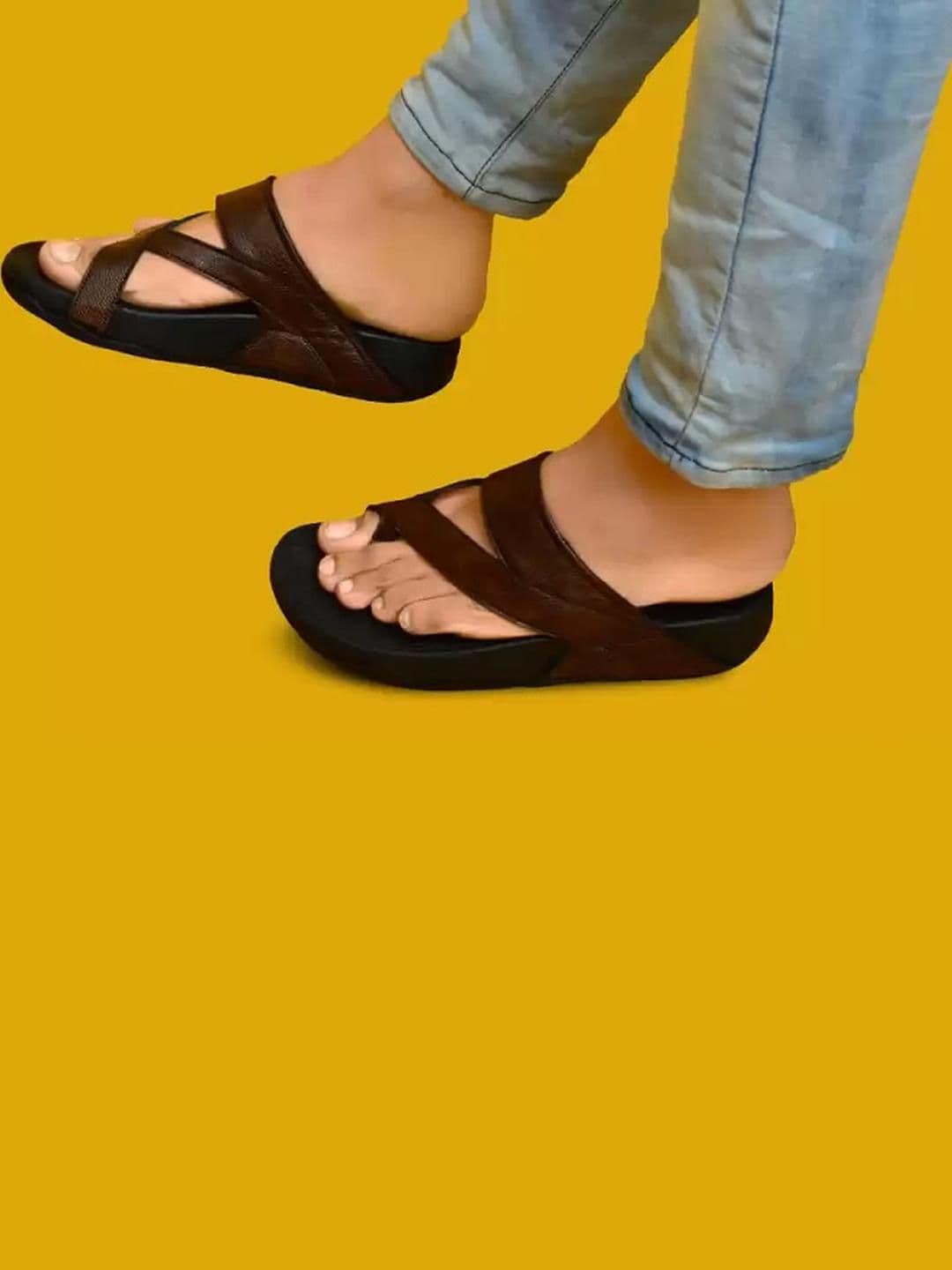 Kelsey Men Dark Brown Slip-On Flip Flops - view 1