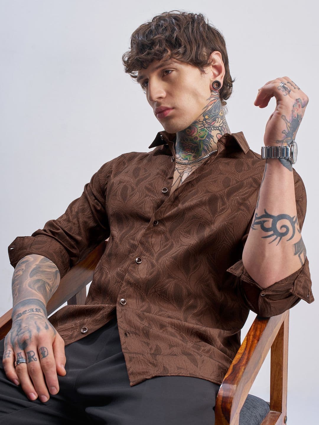 HIGHLANDER Men Textured Spread Collar Casual Shirt - view 1