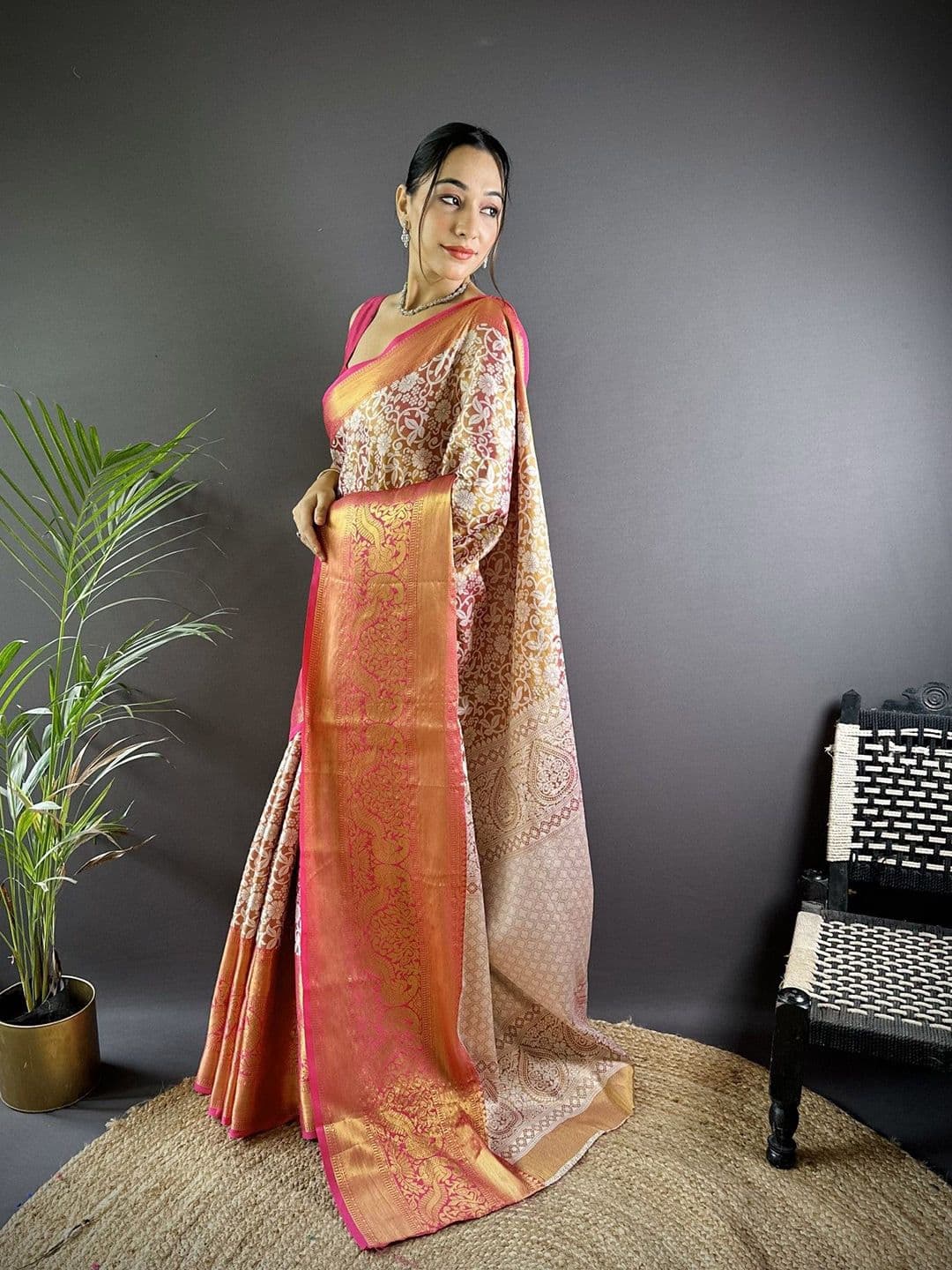 KALINI Ethnic Motifs Woven Design Zari Kanjeevaram Saree - view 1