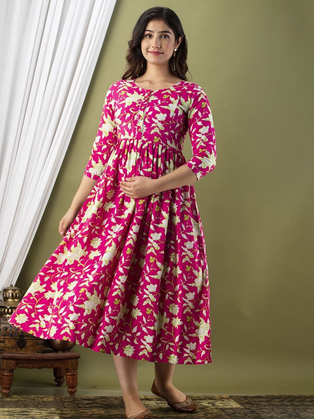 Tulsiram Printed Maternity Ethnic Dress - view 1