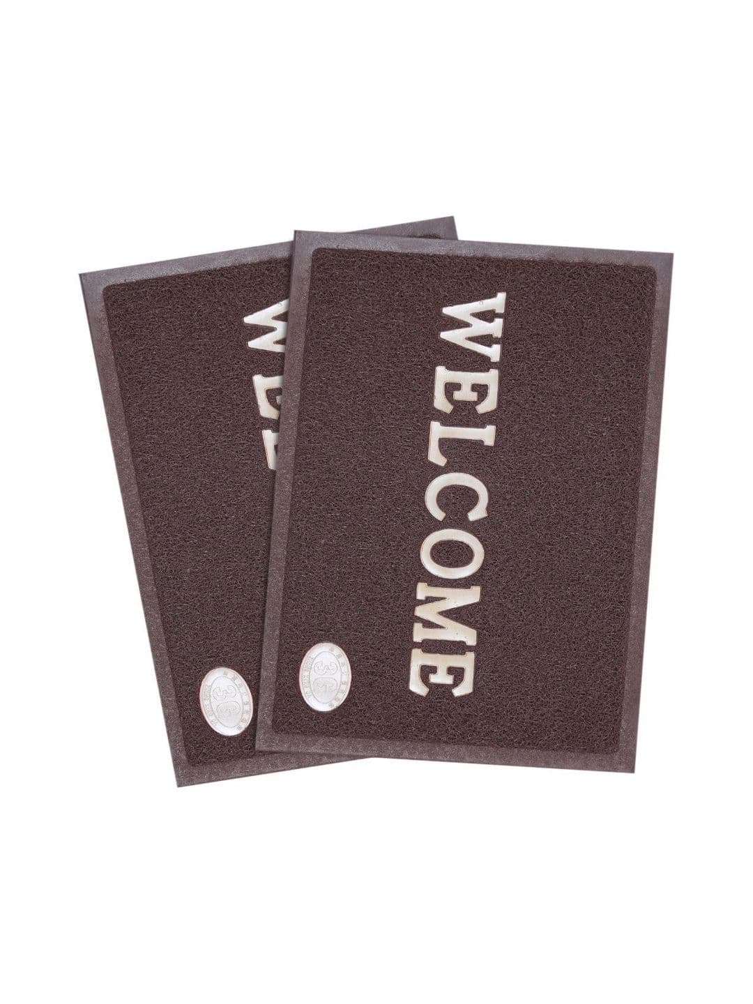 AAZEEM 2Pcs Grey & Brown Textured Anti-Skid Welcome Doormats - view 1