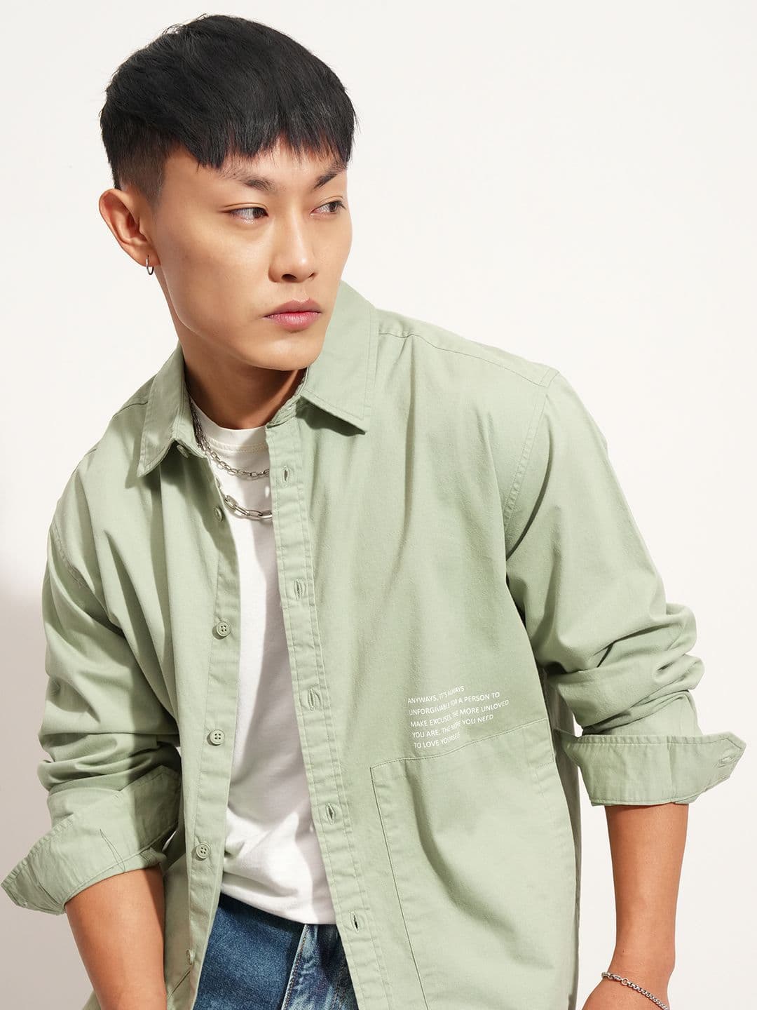 HIGHLANDER Oversized Cutaway Collar Cotton Shirt - view 1