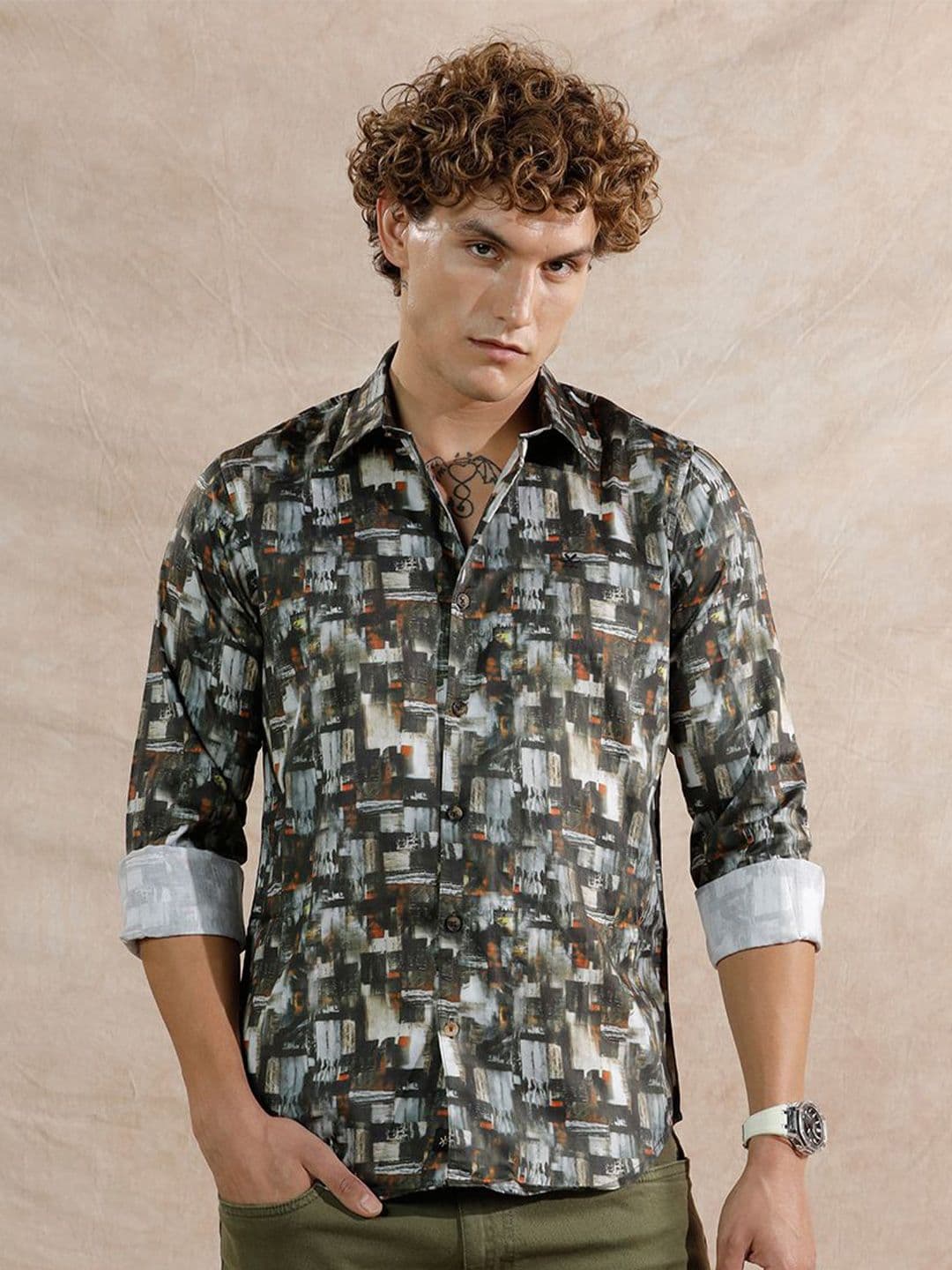 WROGN Comfort Slim Fit Printed Cotton Shirt - view 1