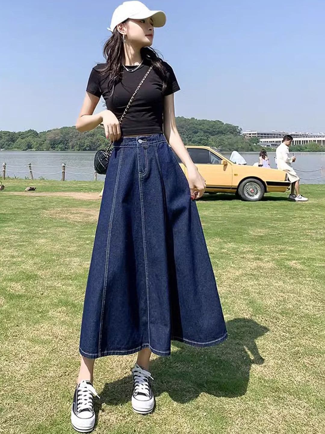StyleCast A-Line Pure Cotton Maxi Skirt - view 1