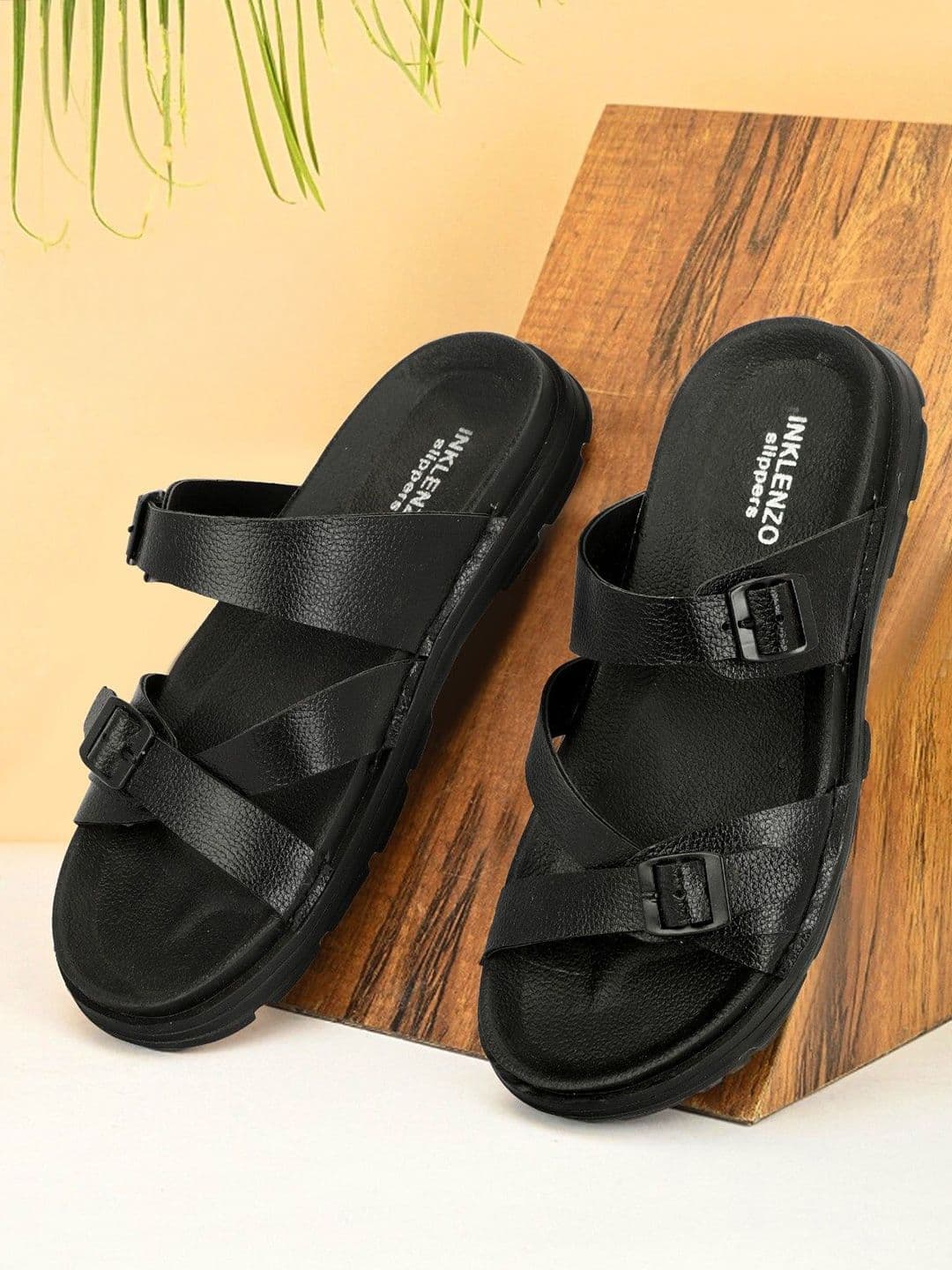INKLENZO Men Textured Comfort Sandals with Buckles Detail - view 1