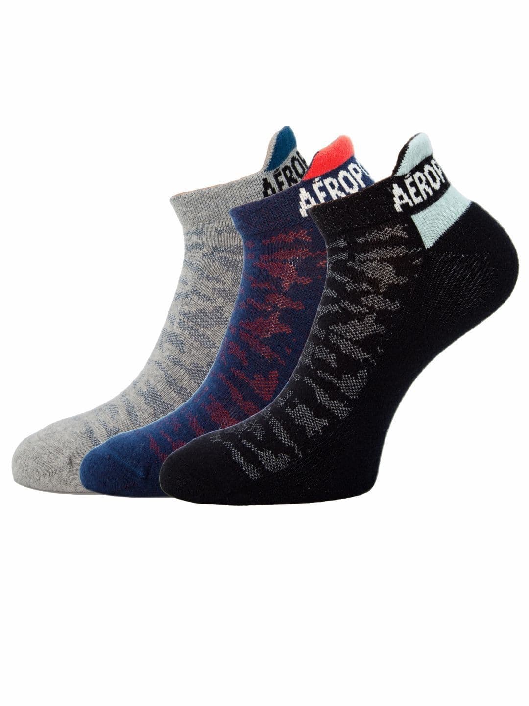 Aeropostale Men Pack Of 3 Printed Half Cushion Ankle-Length Socks - view 1
