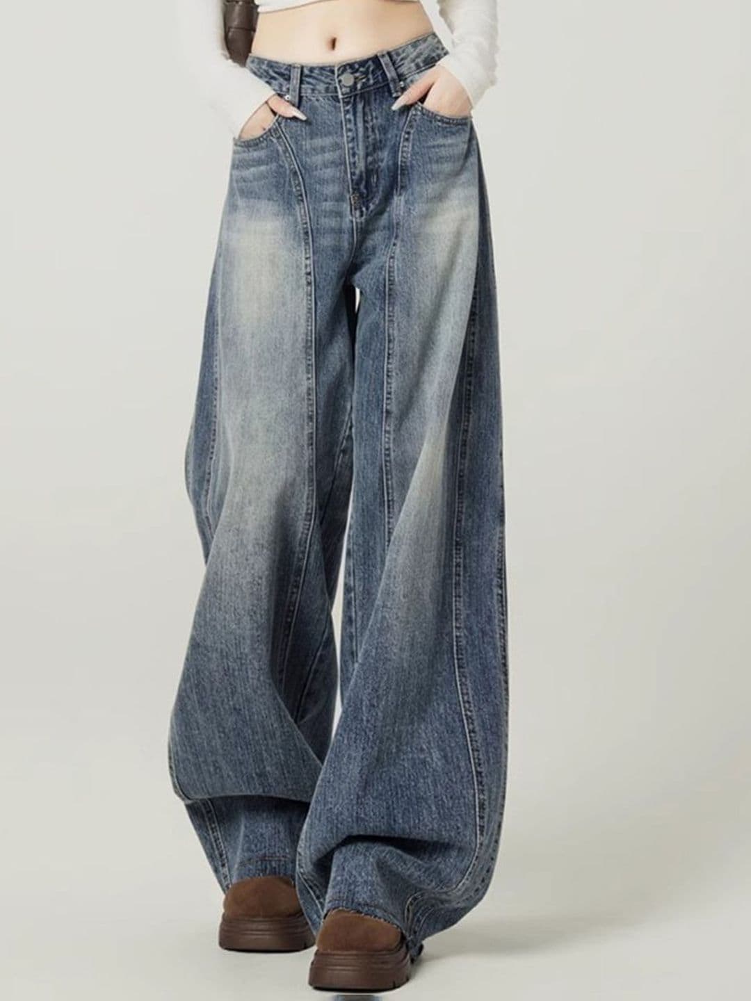 StyleCast Women Comfort Wide Leg High-Rise Highly Distressed Light Fade Stretchable Jeans - view 1