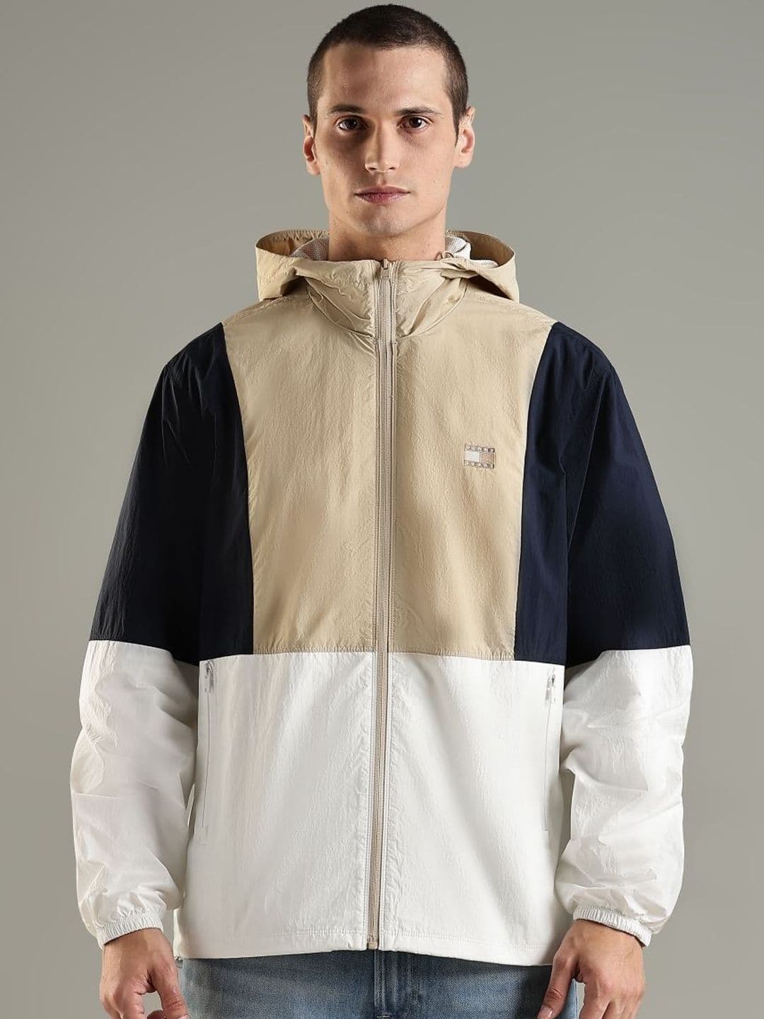 Tommy Hilfiger Colourblocked Hooded Open Front Jacket - view 1