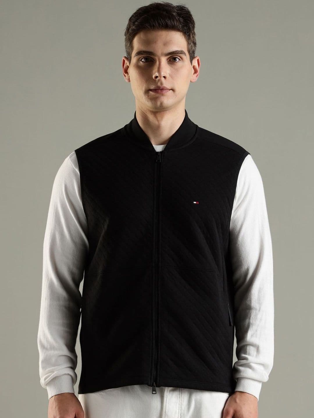 Tommy Hilfiger Stand Collar Sleeveless Cotton Gilet Jacket - view 1