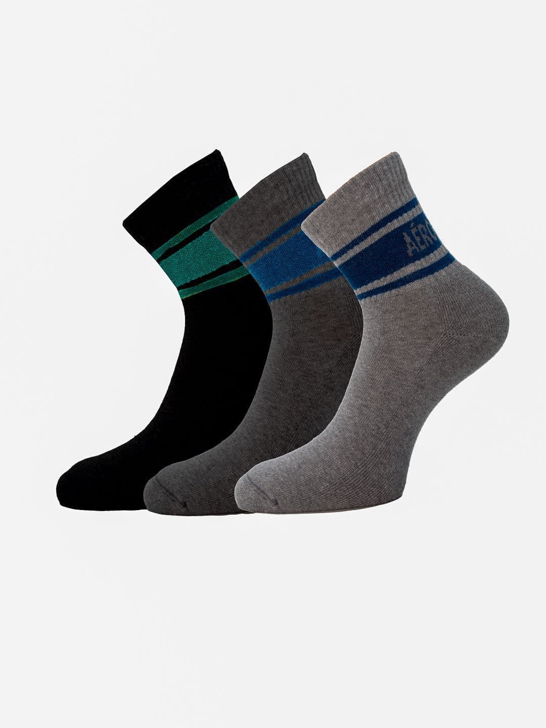 Aeropostale Men Pack Of 3 Striped Flat Cushion Ankle-Length Socks - view 1