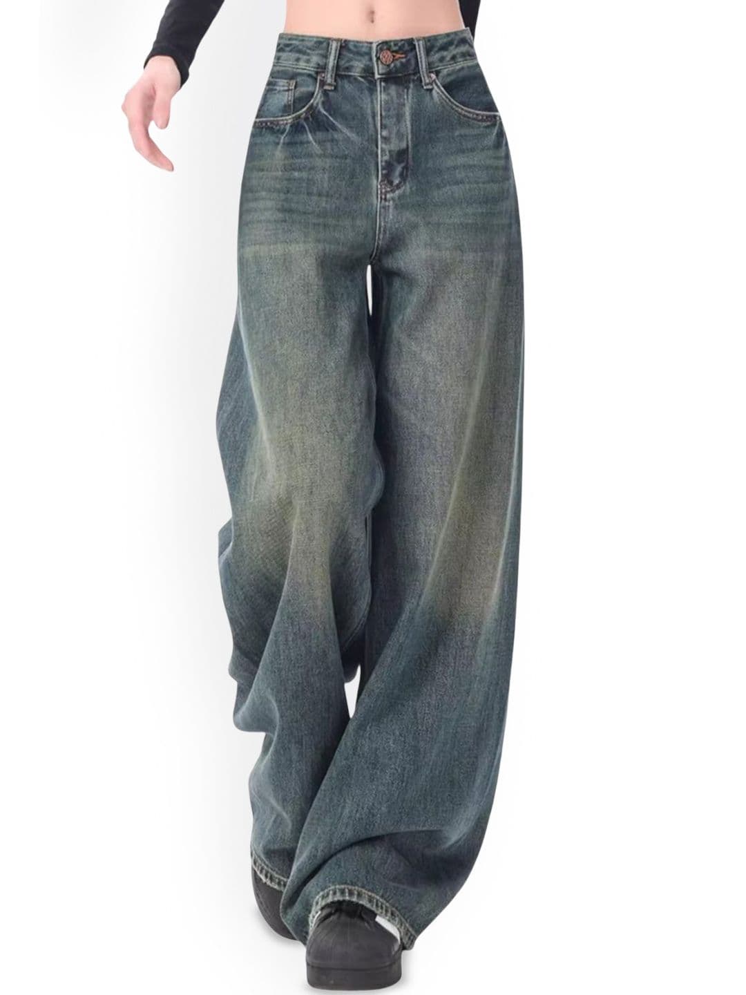 StyleCast Women Comfort Wide Leg High-Rise Light Fade Acid Wash Stretchable Jeans - view 1