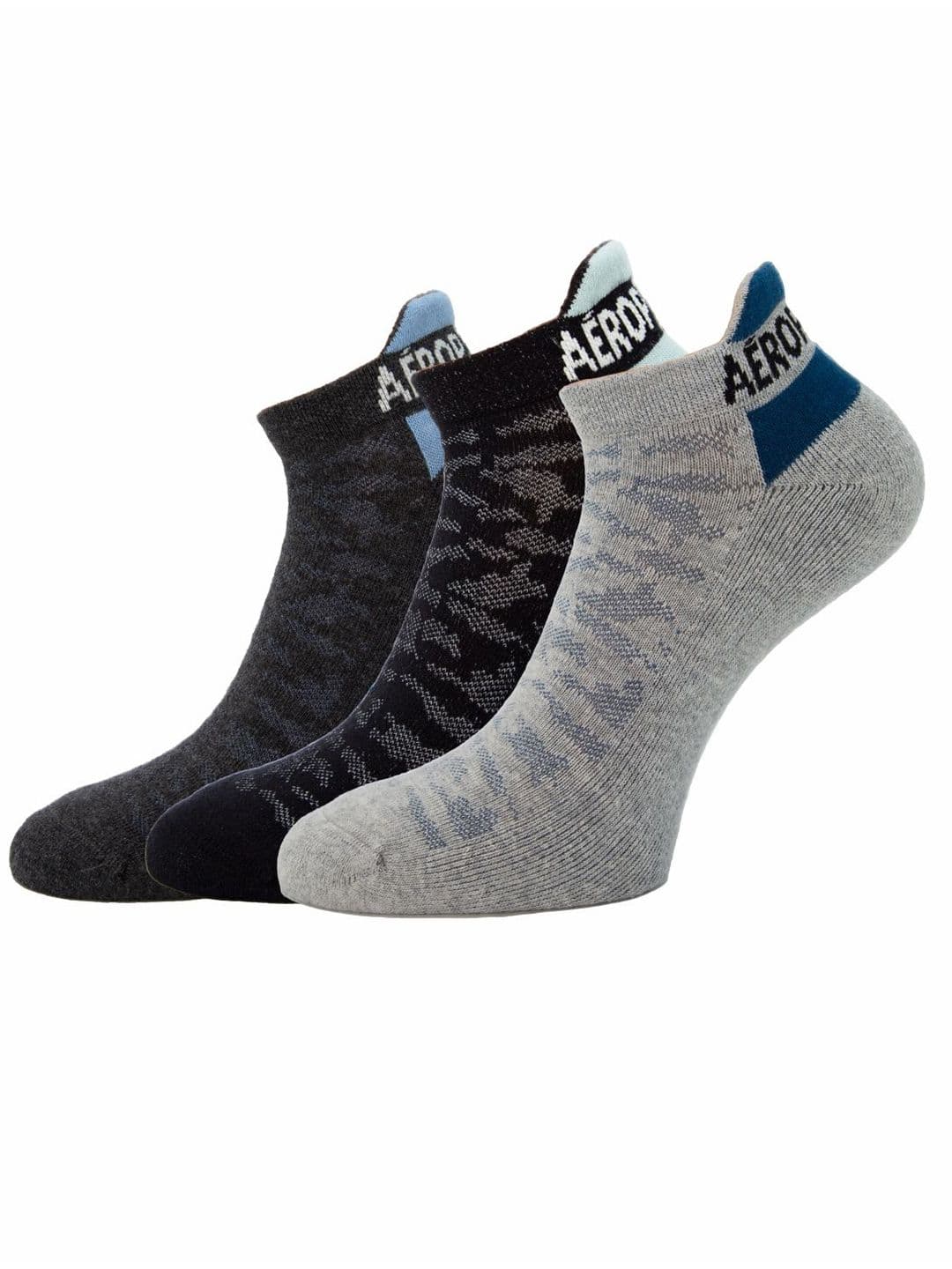 Aeropostale Men Pack Of 3 Printed Half Cushion Ankle-Length Socks - view 1