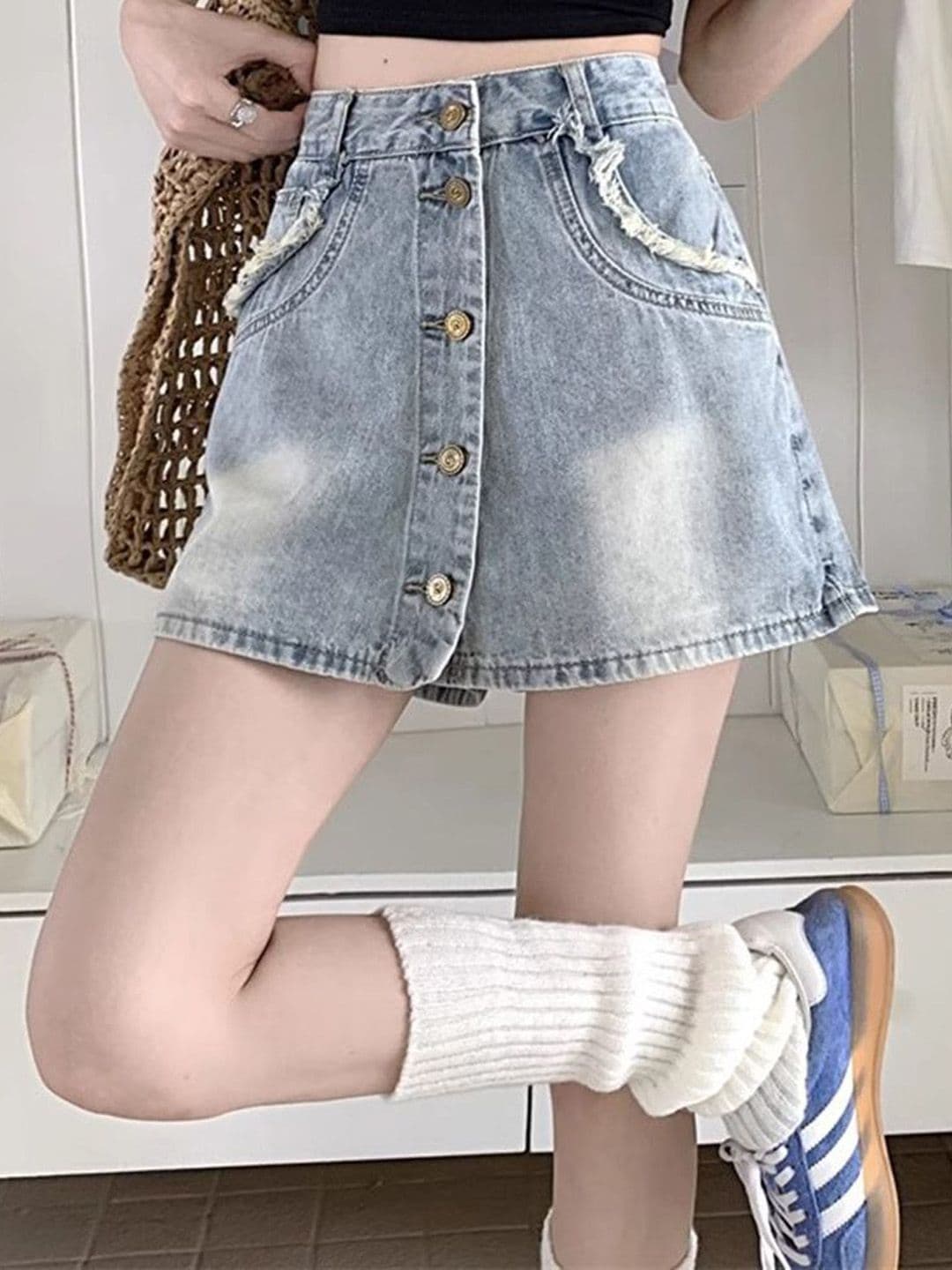 StyleCast Pure Cotton A-Line Mini Straight Hem Skirt - view 1