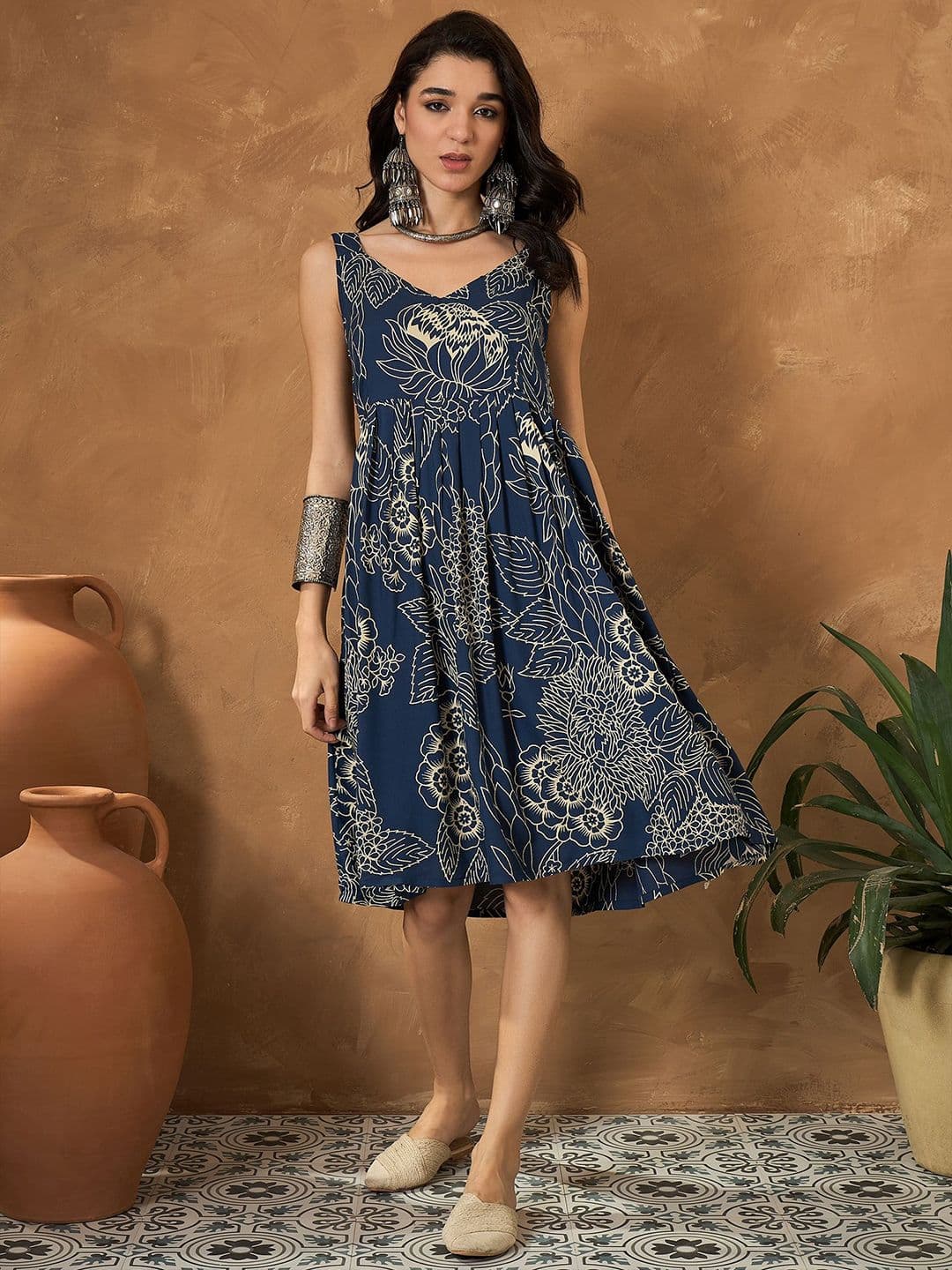 InWeave Women Ethnic Motifs Printed Fit & Flare Dress - view 1