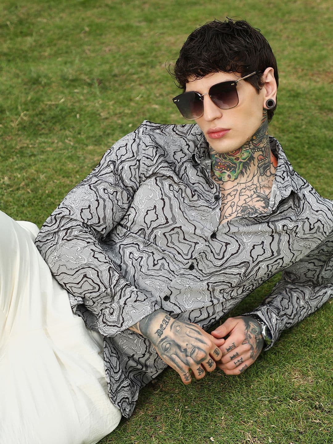 CAHOOT Men Comfort Fit Abstract Printed Spread Collar Cotton Casual Shirt - view 1