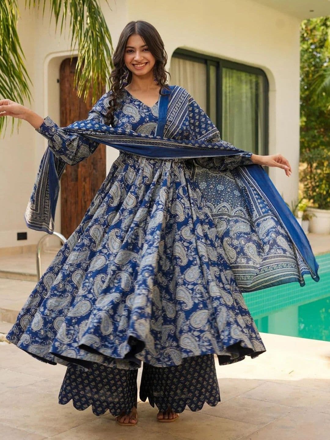 Fashion Basket Women Paisley Printed Kurta with Palazzos & Dupatta - view 1