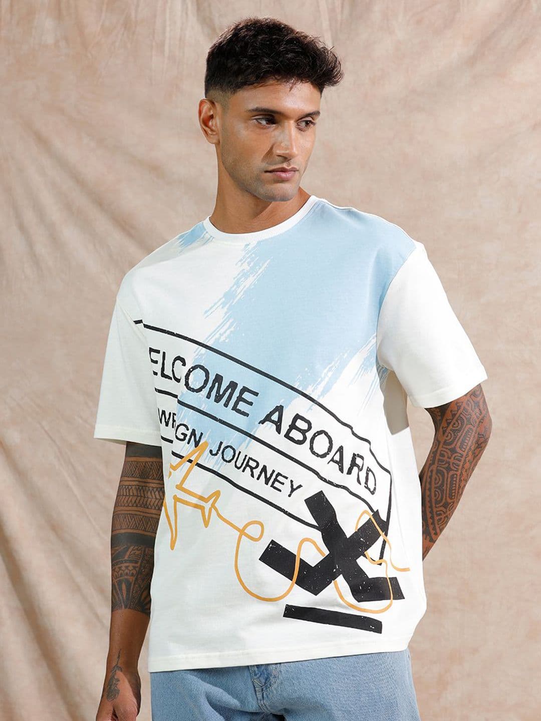 WROGN Typography Printed Pure Cotton Relaxed Fit T-shirt - view 1