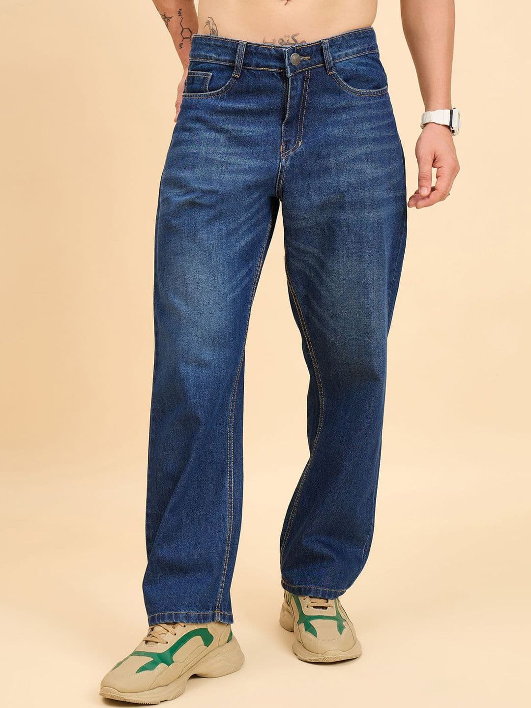 STUDIO NEXX Men Baggy Fit Mid-Rise Light Fade Cotton Jeans - view 1