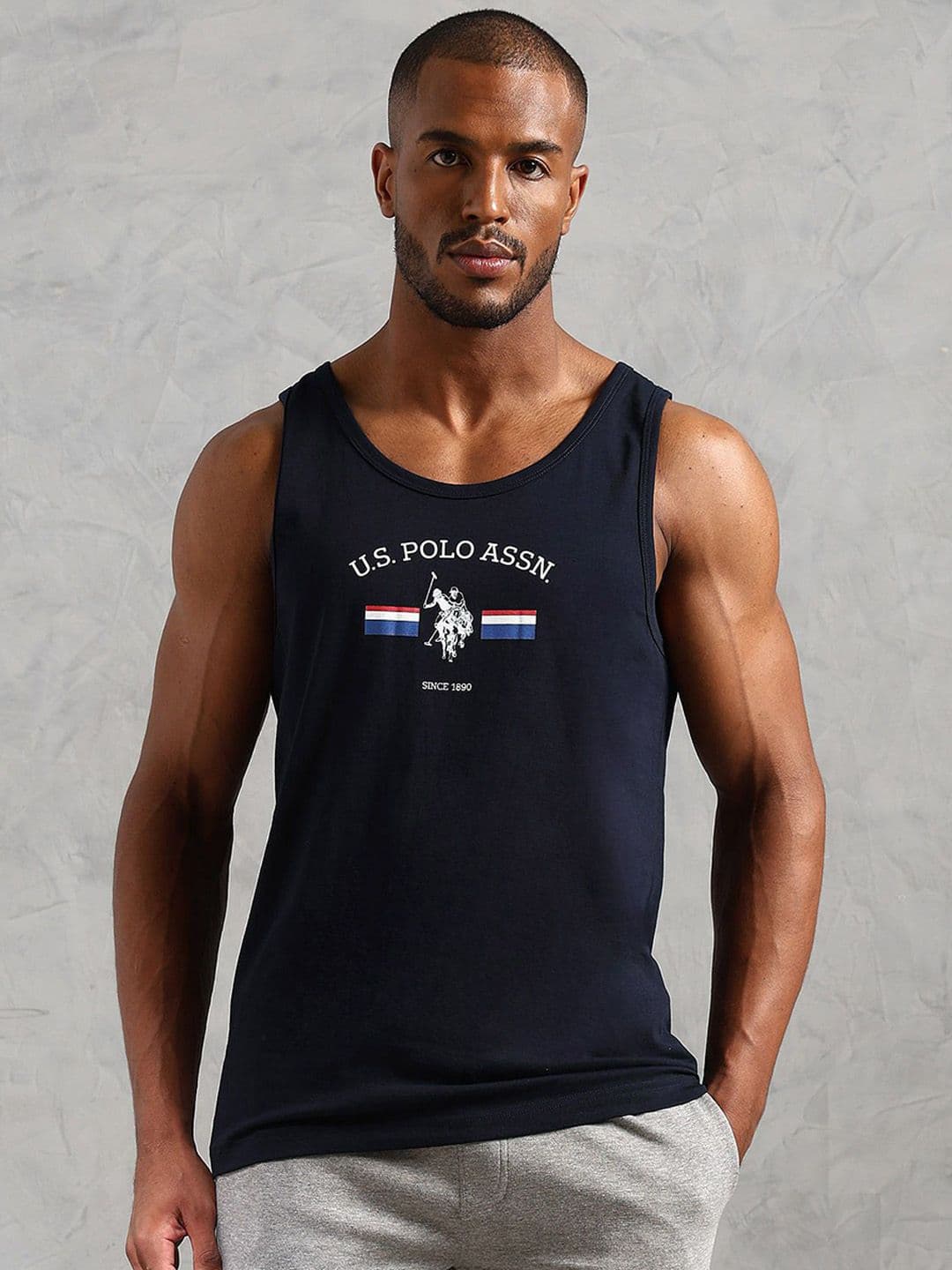 U.S. Polo Assn. Printed Pure Cotton Gym Vest OEV02-N01-PL - view 1