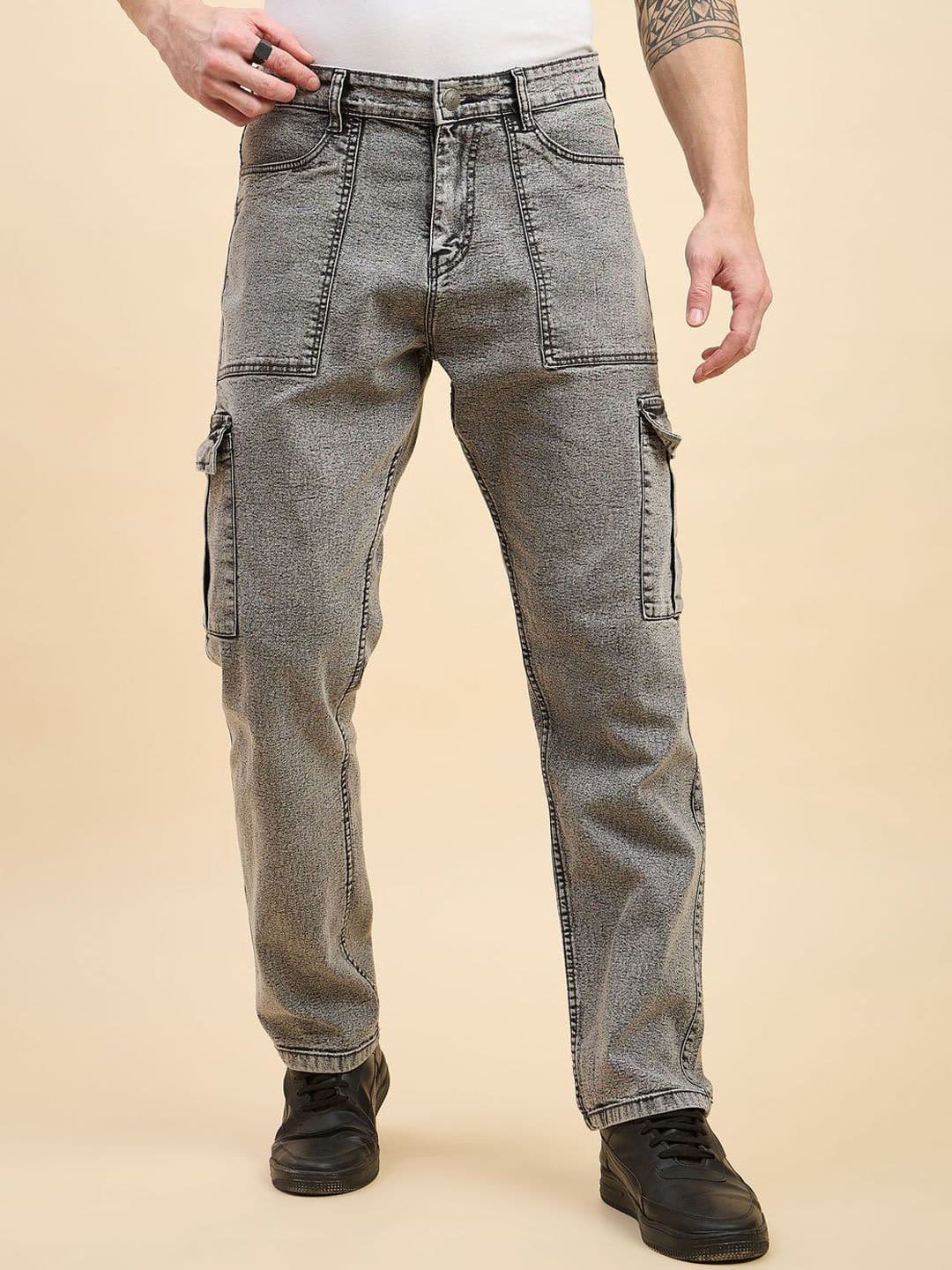 STUDIO NEXX Men Straight Fit Mid-Rise Heavy Fade Stretchable Cargo Style Jeans - view 1
