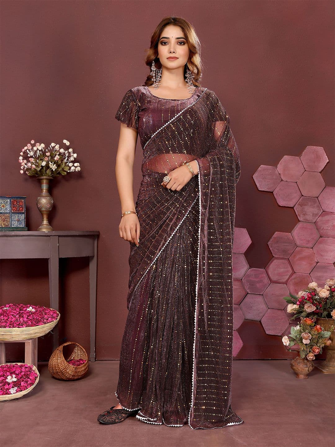 VIJAYA VALLABH Embellished Saree - view 1