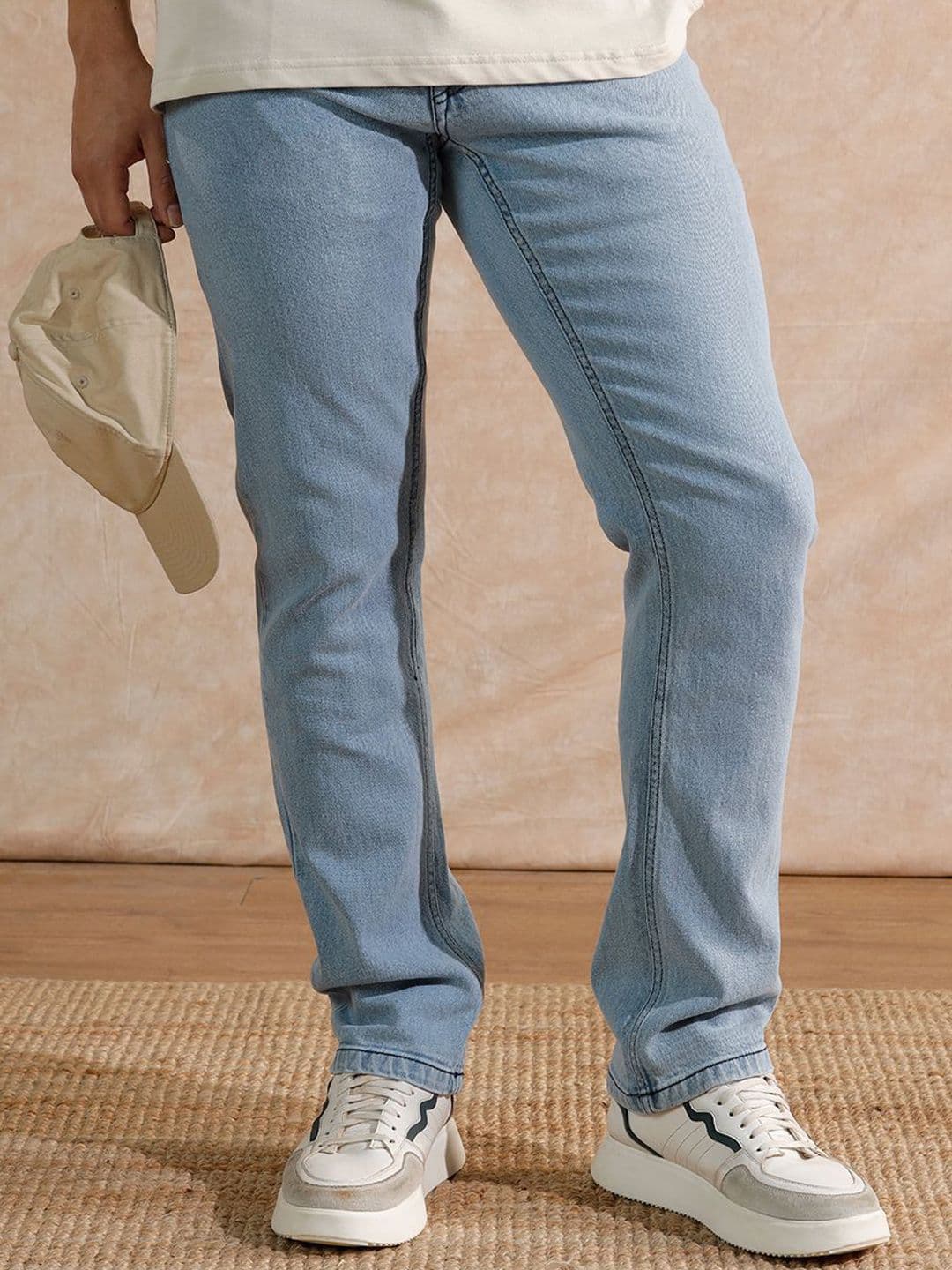WROGN Men Comfort Straight Fit Mid-Rise Clean Look Non Stretchable Jeans - view 1
