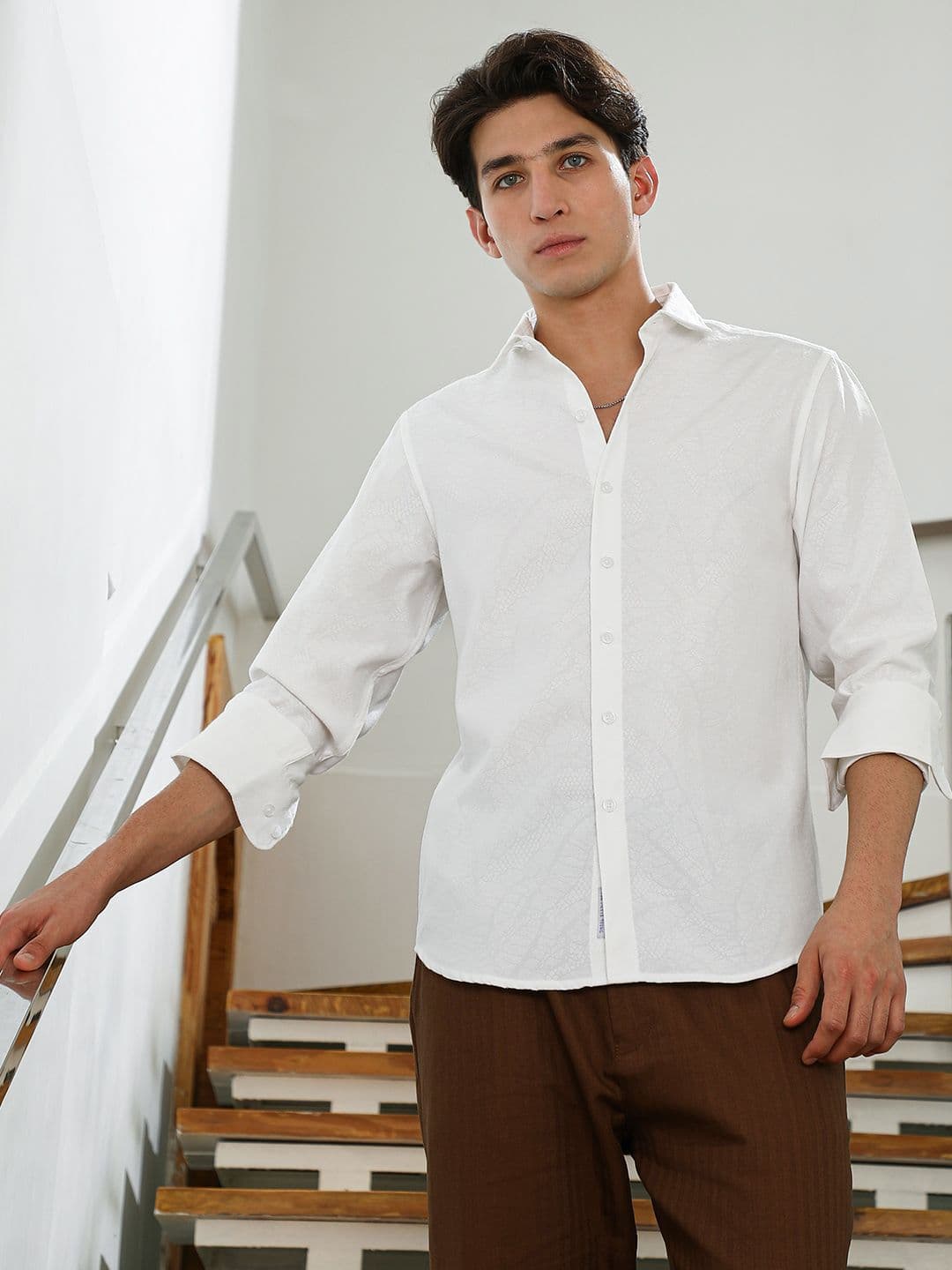 CAHOOT Comfort Textured Spread Collar Casual Shirt - view 1