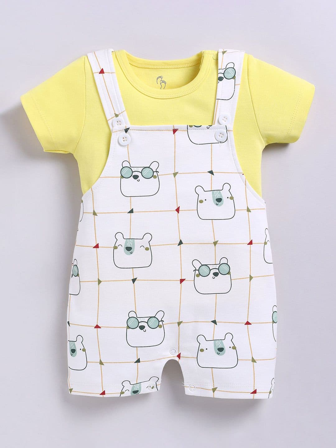 BABY GO Infant Boys Printed Cotton Dungaree With T-Shirt - view 1