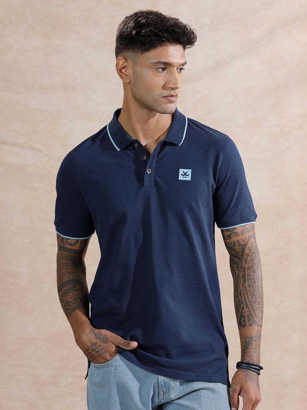 WROGN Polo Collar Slim Fit Cotton T-shirt - view 1