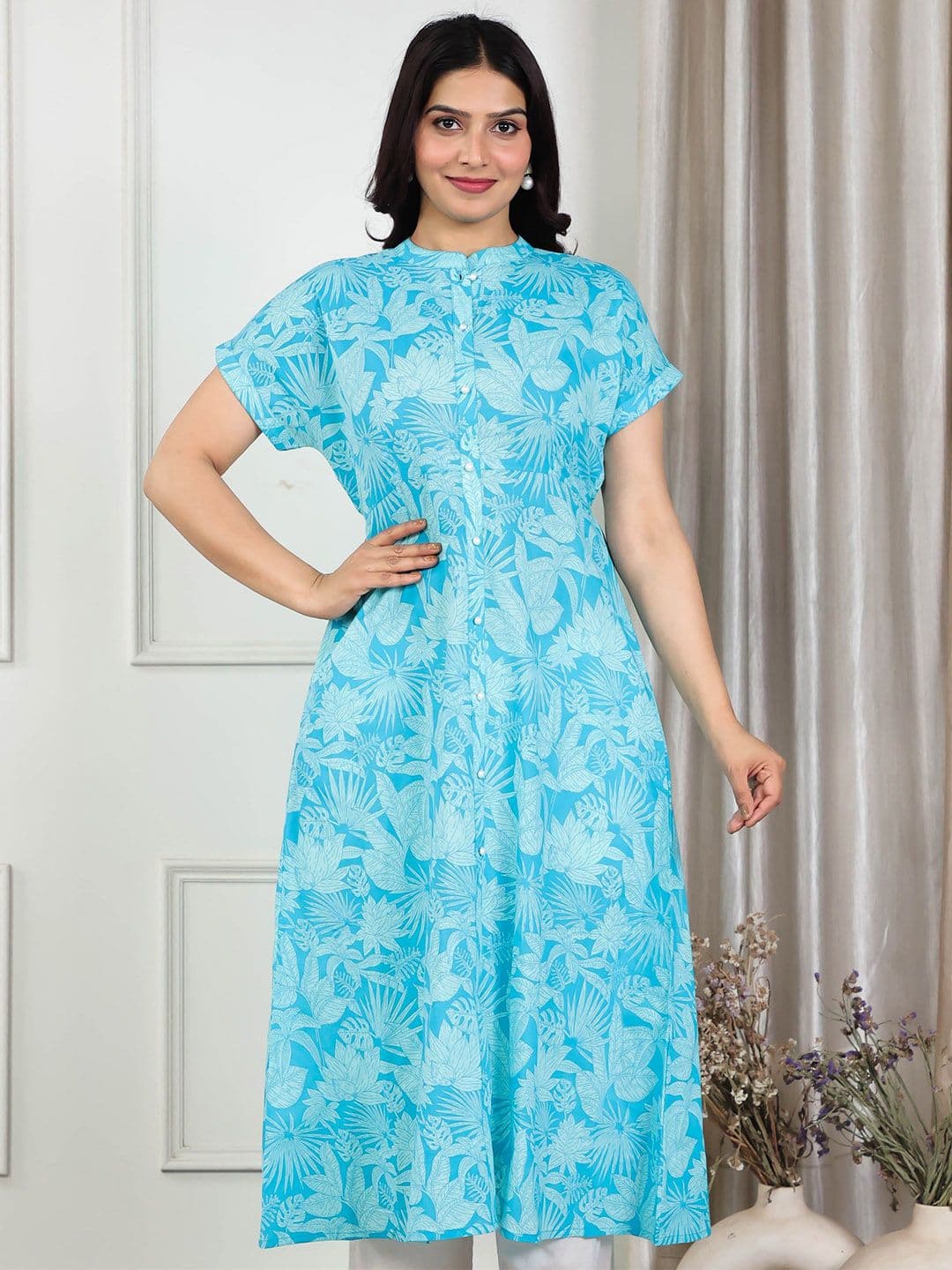 Aramya Women Floral Printed Festive Cotton A-Line Kurta - view 1