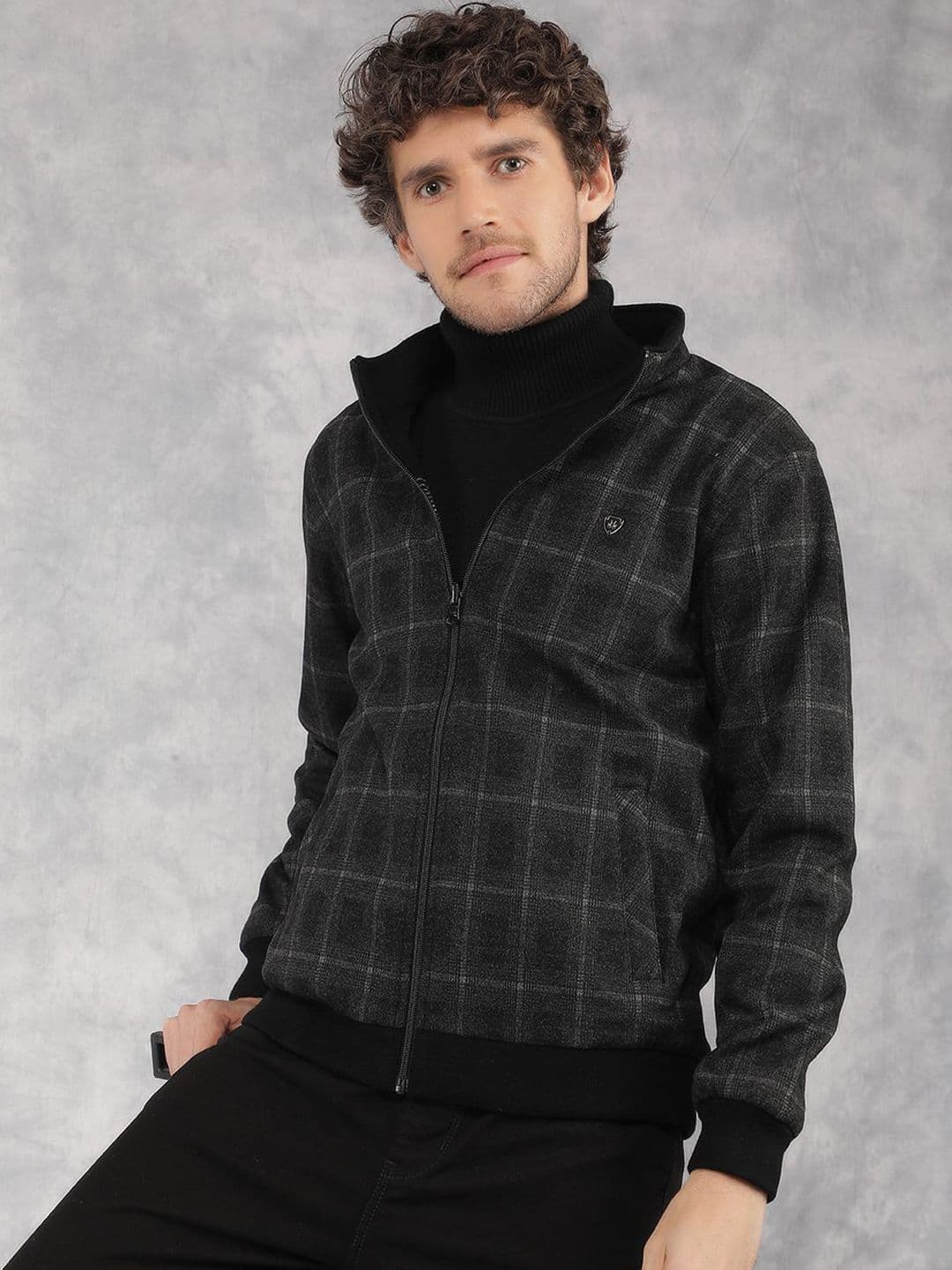 Crimsoune Club Checked Mock Collar Lightweight Bomber Jacket - view 1